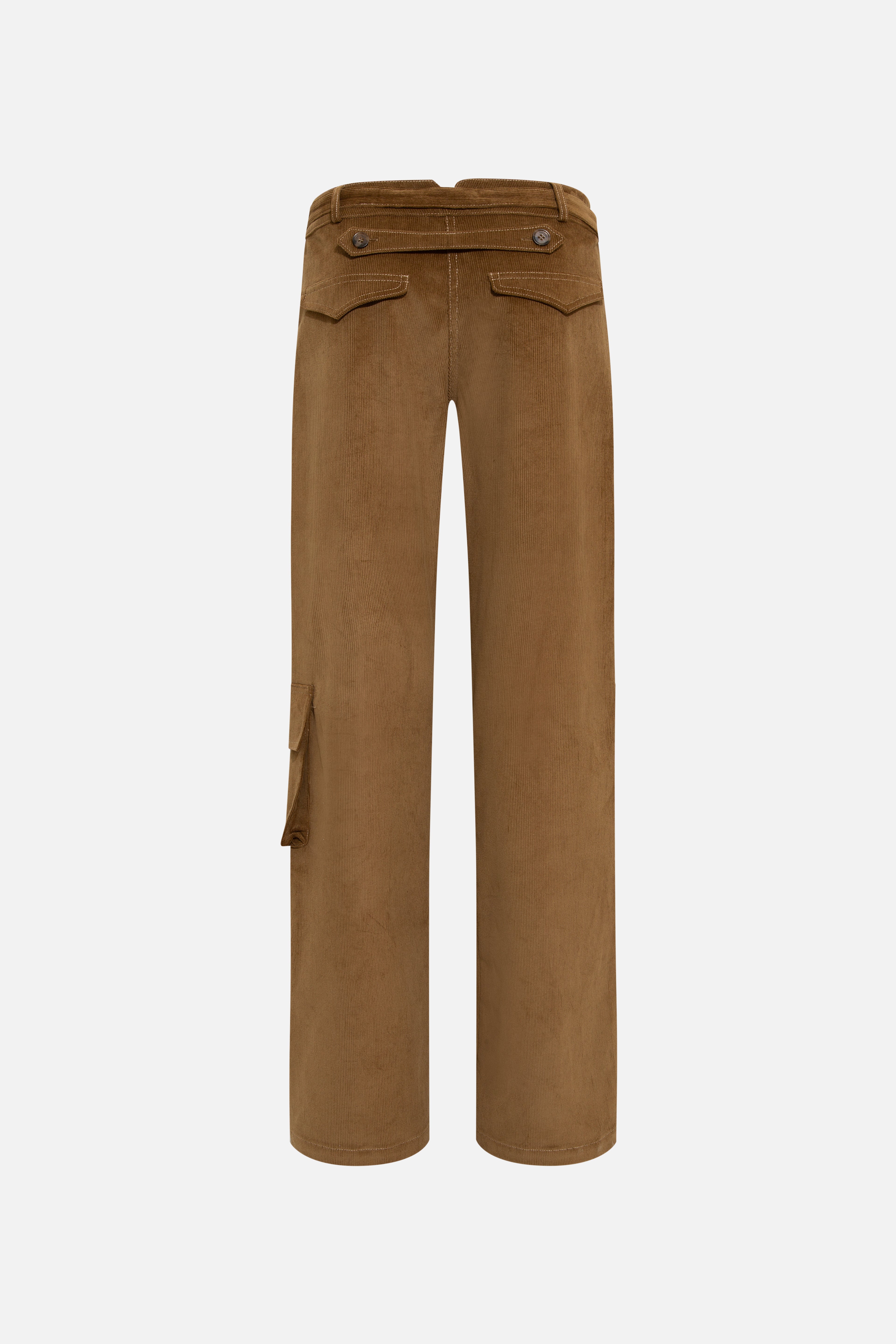 VIOLETTE - Wide-leg velvet pants with belt and side pocket