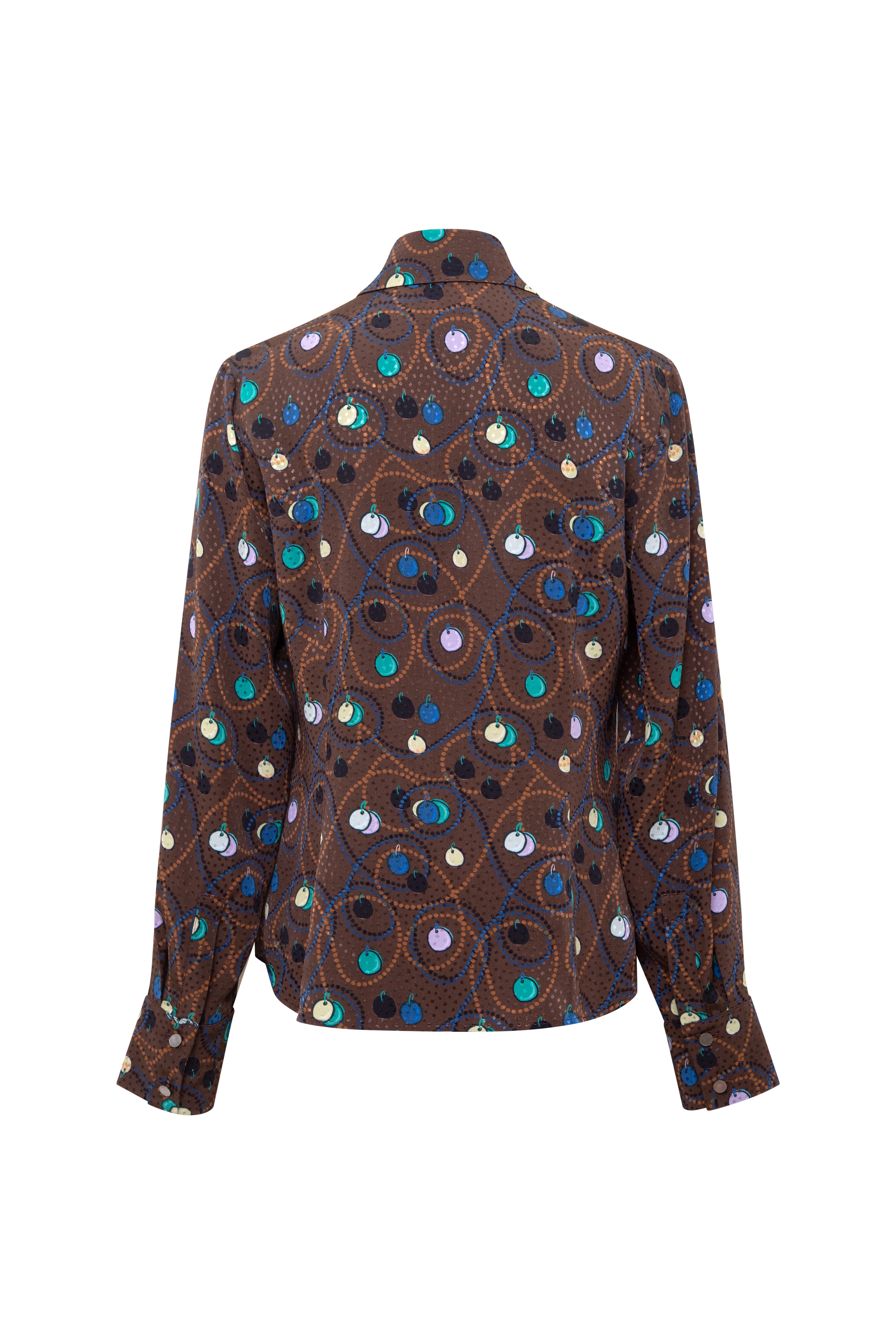 SIMONE - Printed satin button-up blouse