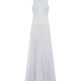 SINA - Mock neck jacquard flower detailed sheer knit dress