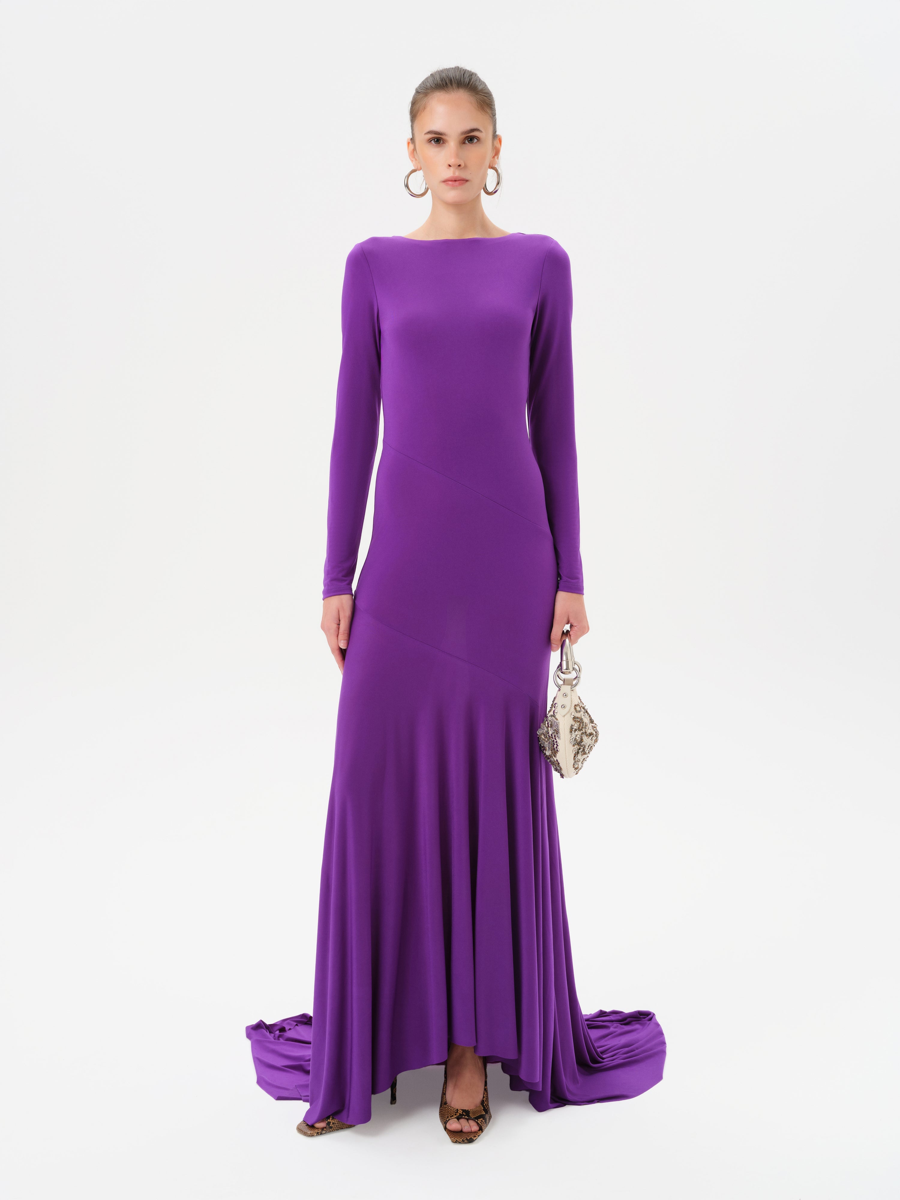 SKYE - Long-sleeve jersey maxi dress with open-back detail