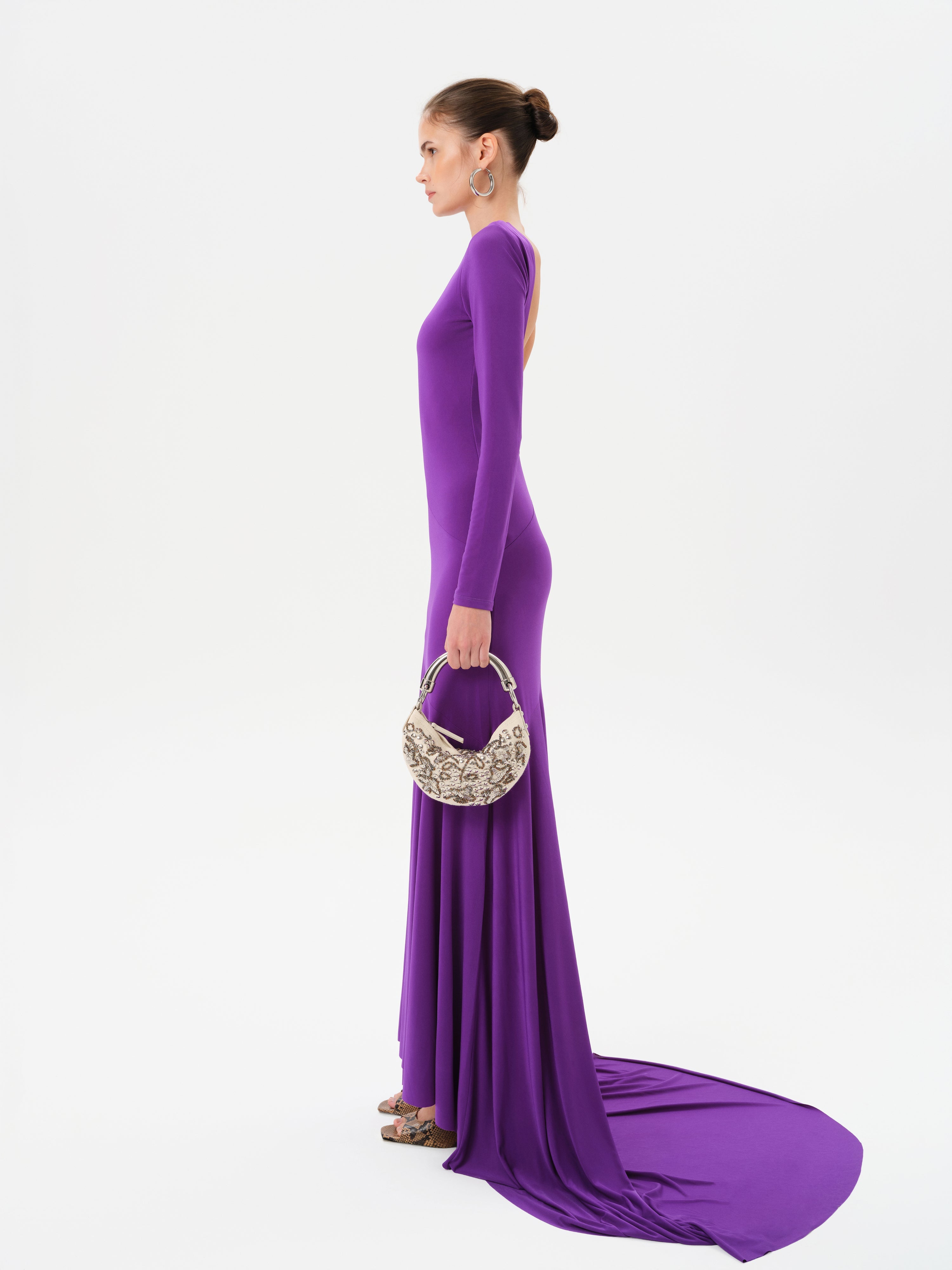 SKYE - Long-sleeve jersey maxi dress with open-back detail
