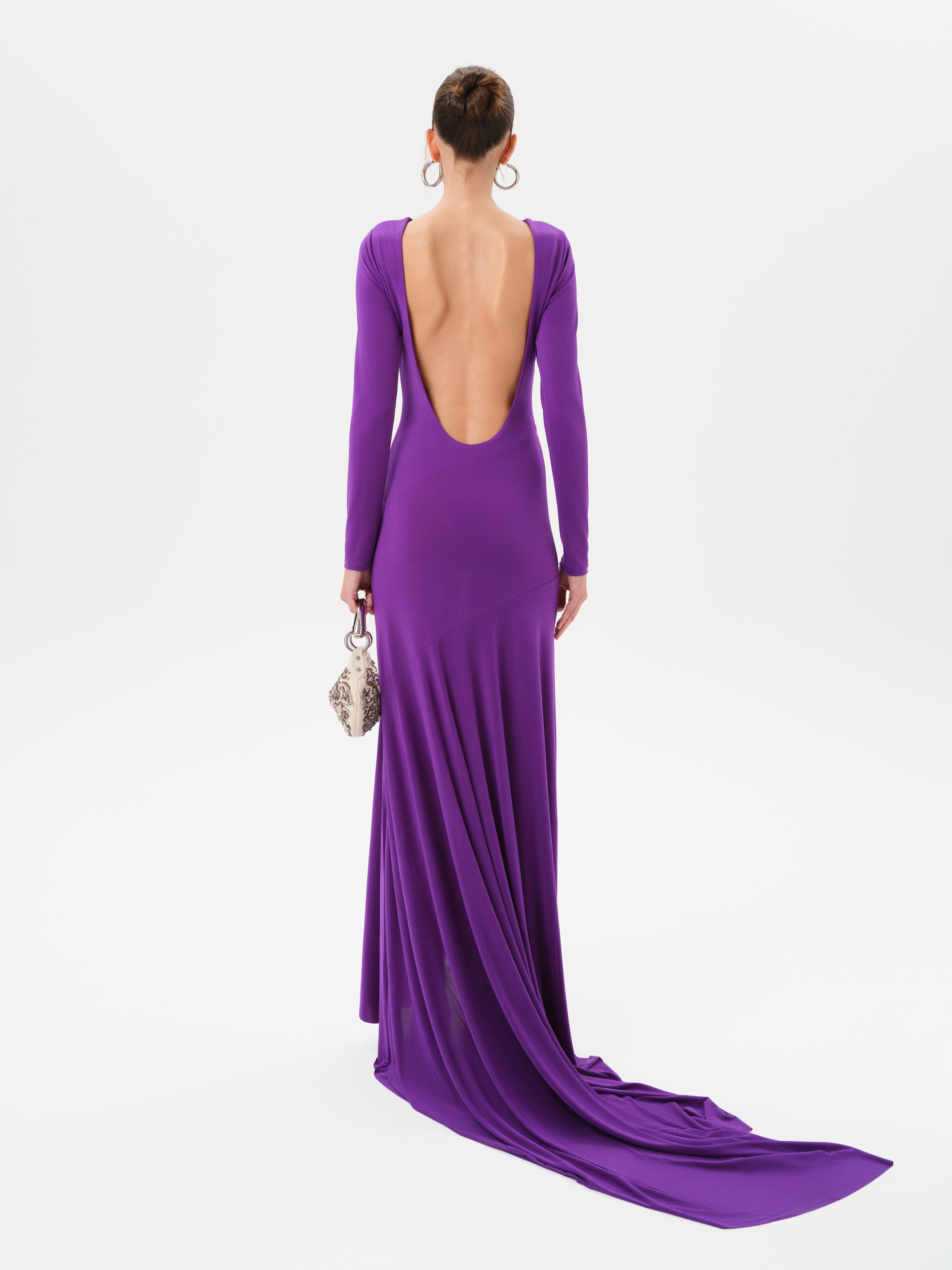 Jersey Maxi Dress Low Back Jersey Dress SKYE Long-sleeve Jersey Maxi Dress With Open-back Detail By Jersey Maxi Dress Low Back Jersey Dress SKYE Long-sleeve Jersey Maxi Dress With Open-back Detail By