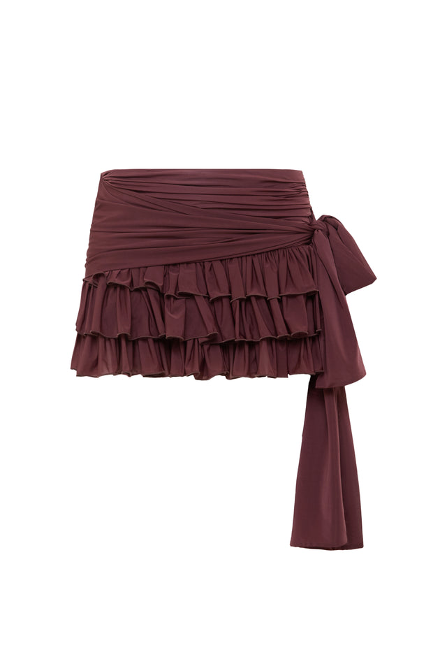 SORA - Asymmetric draped jersey mini skirt