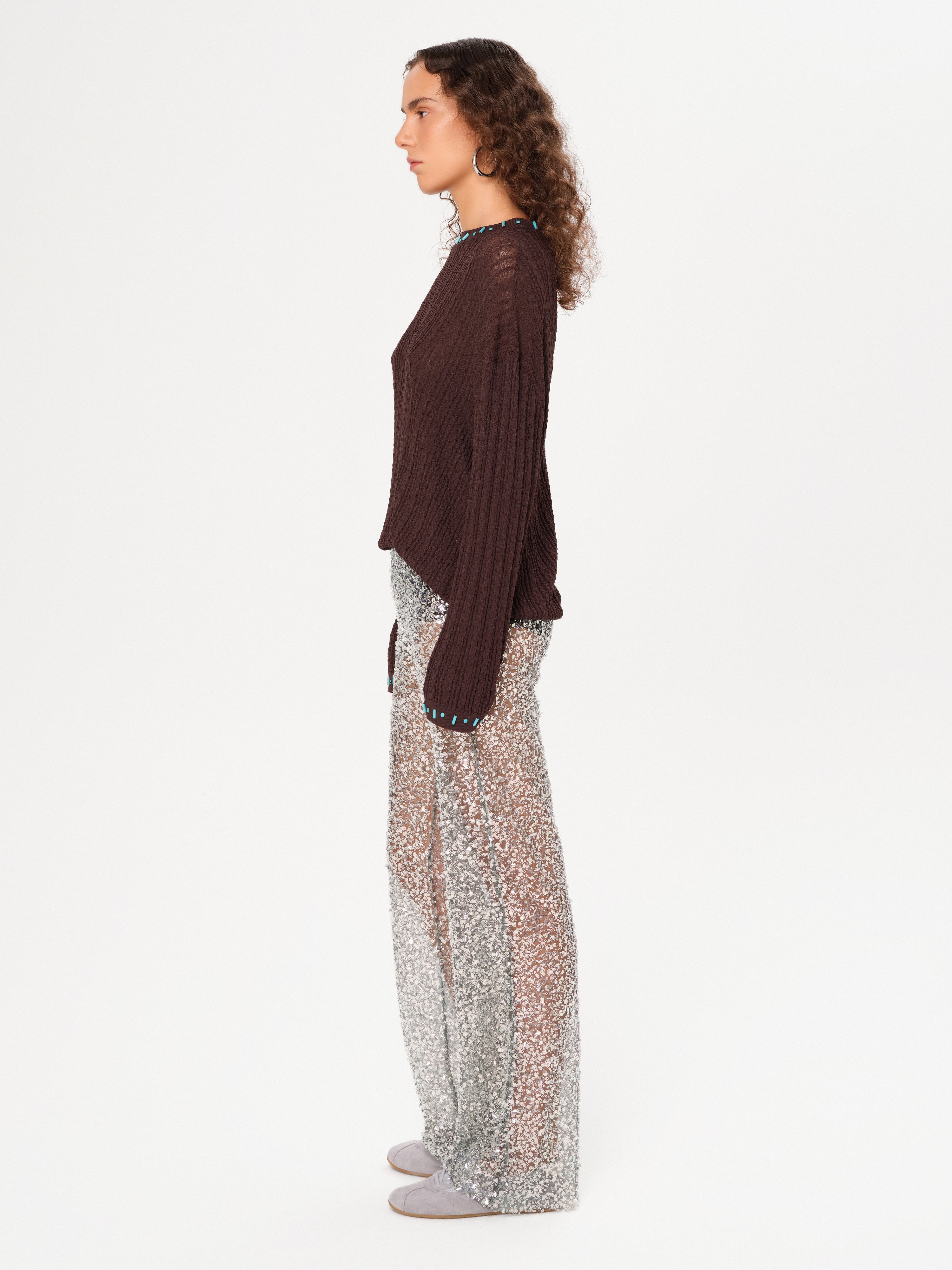 ALEXIUM - Sequined semi-sheer pants with mini shorts