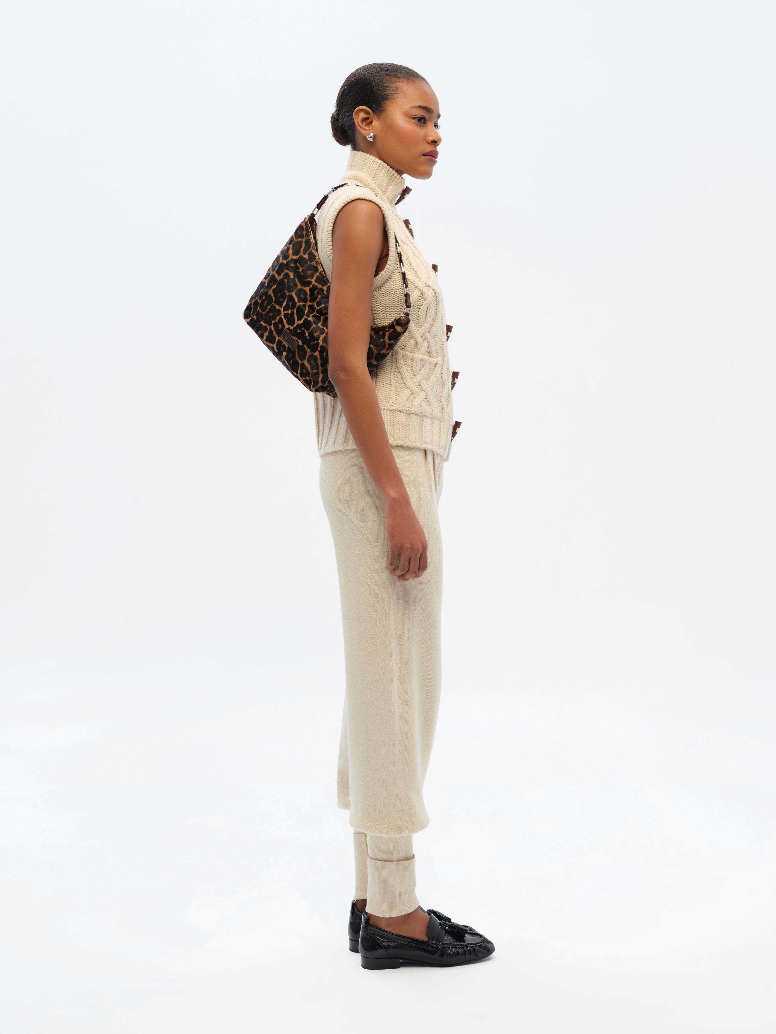MINI GALIA - Leopard-print hair leather shoulder bag