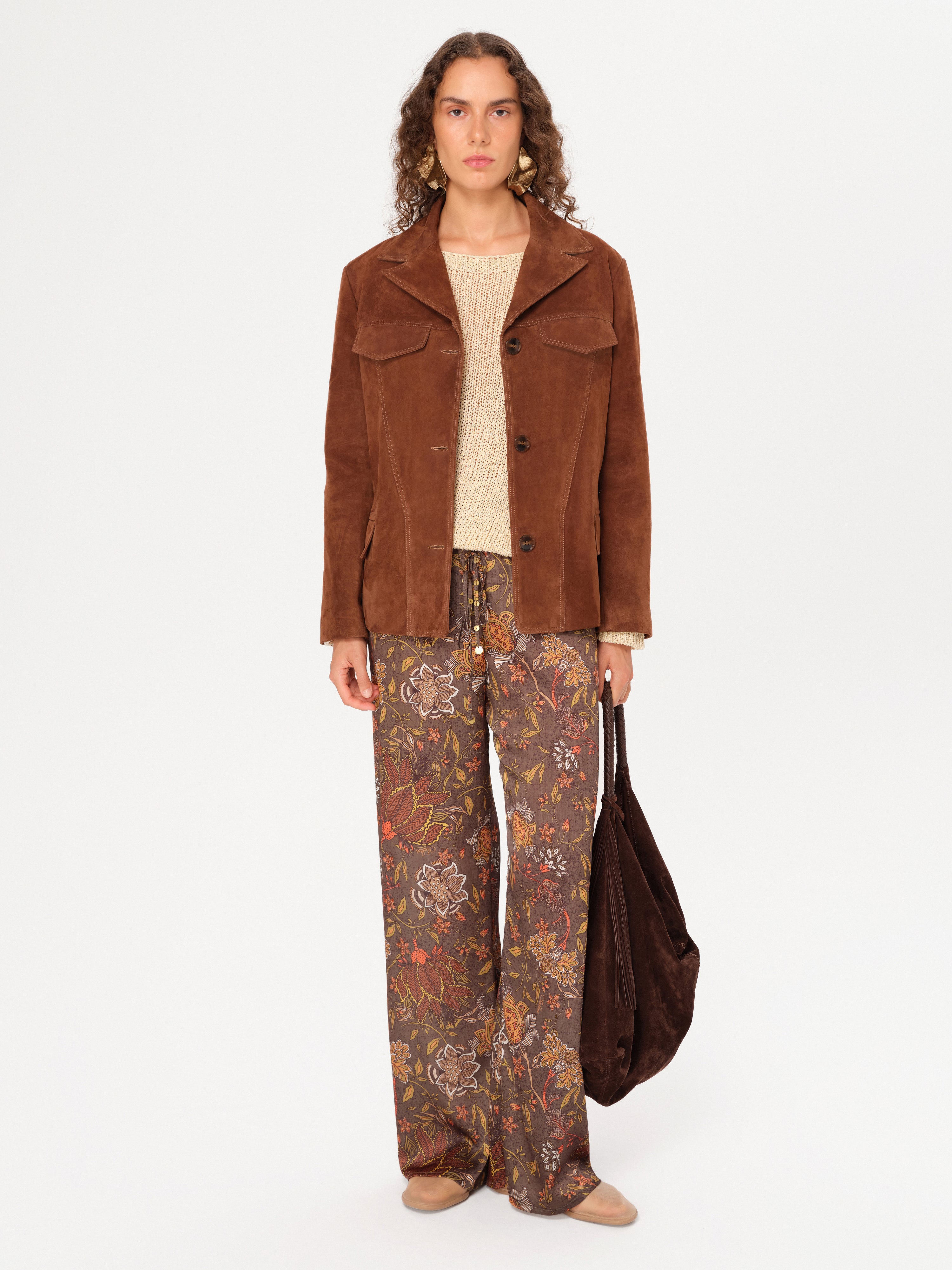 MANOCE - Wide-leg drawstring satin pants