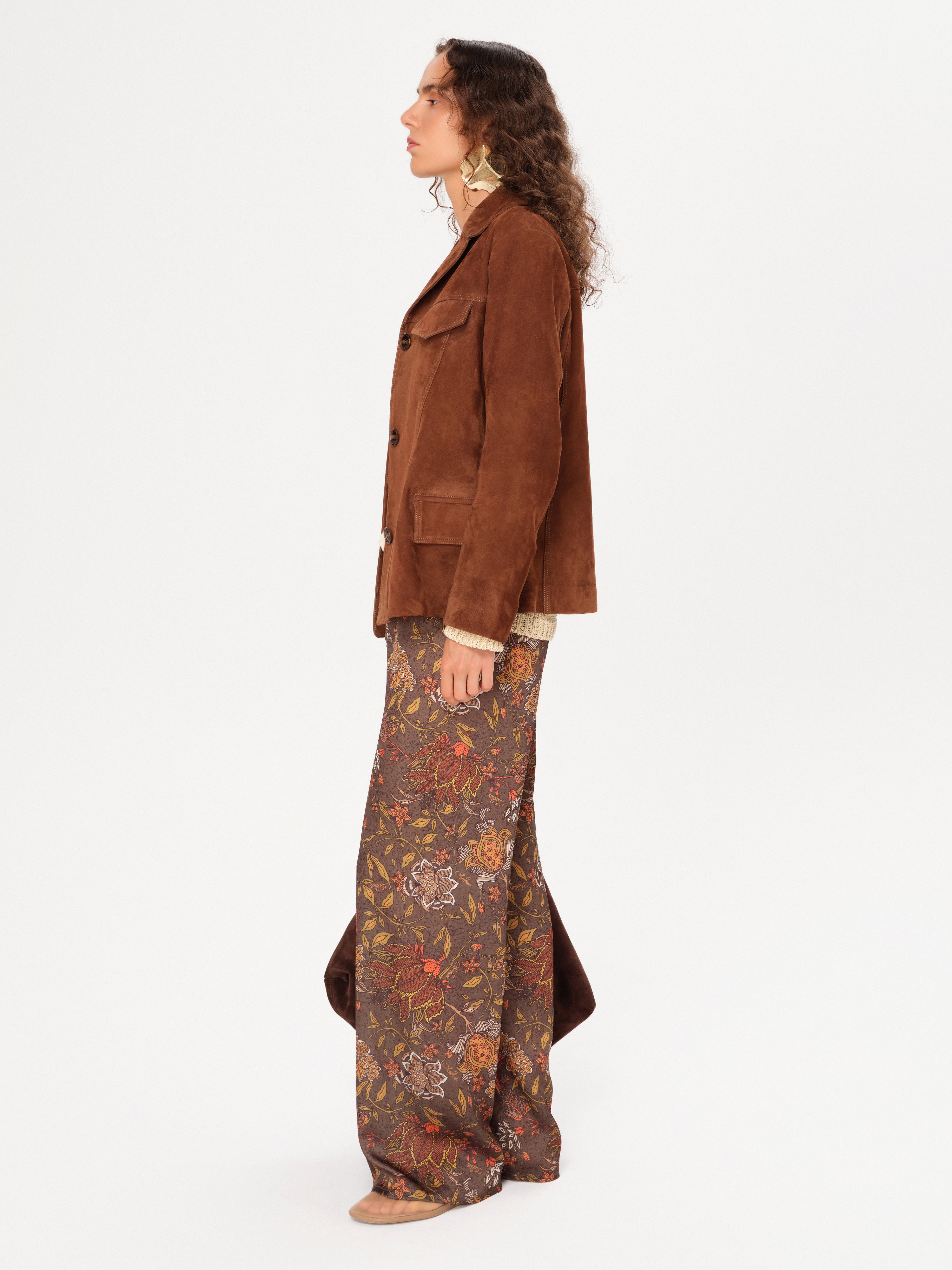 ASEAN - Contrast top-stitch detailed suede leather blazer