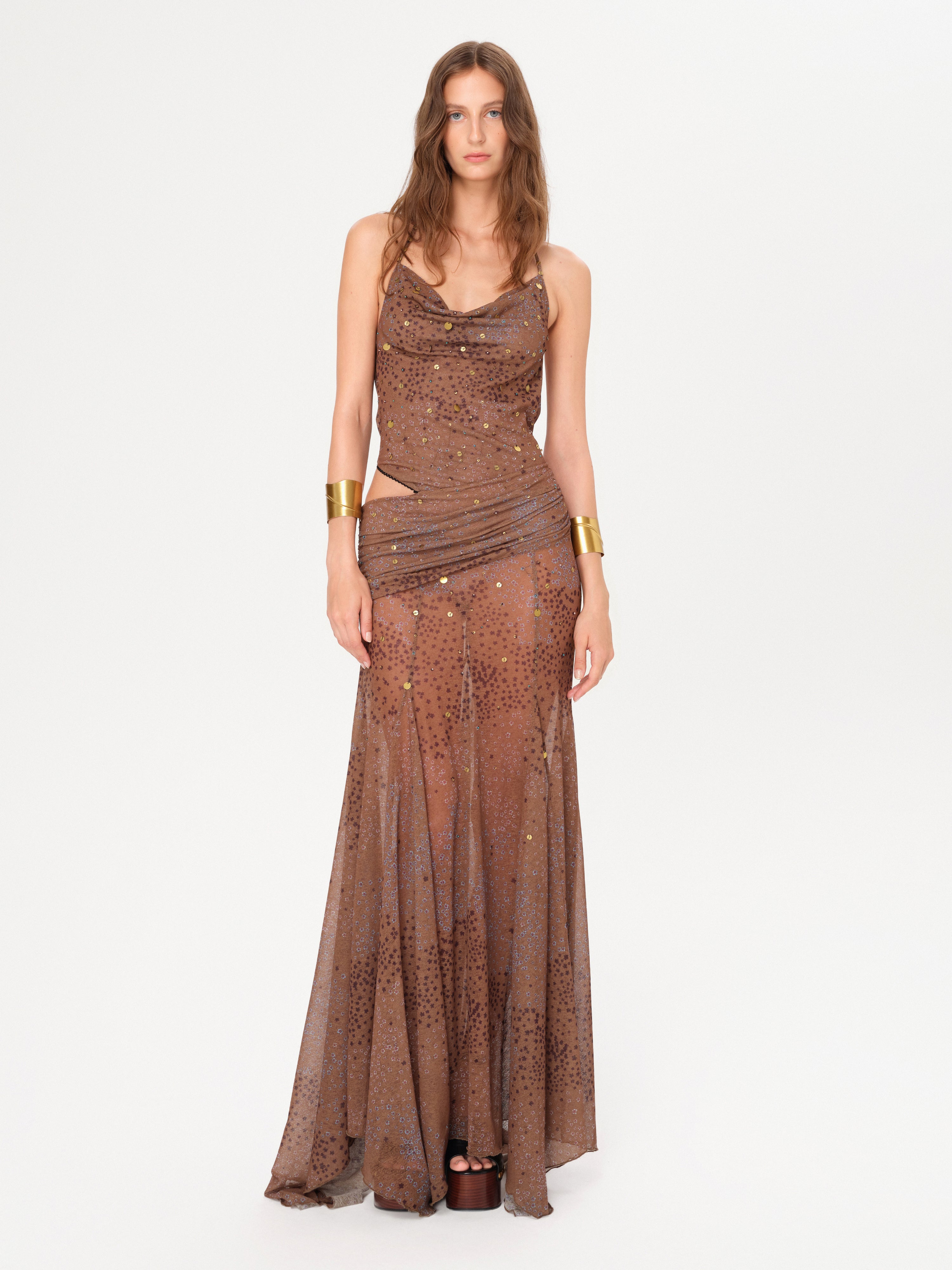 VENUSIA - Cut-out and bead-embellished maxi dress