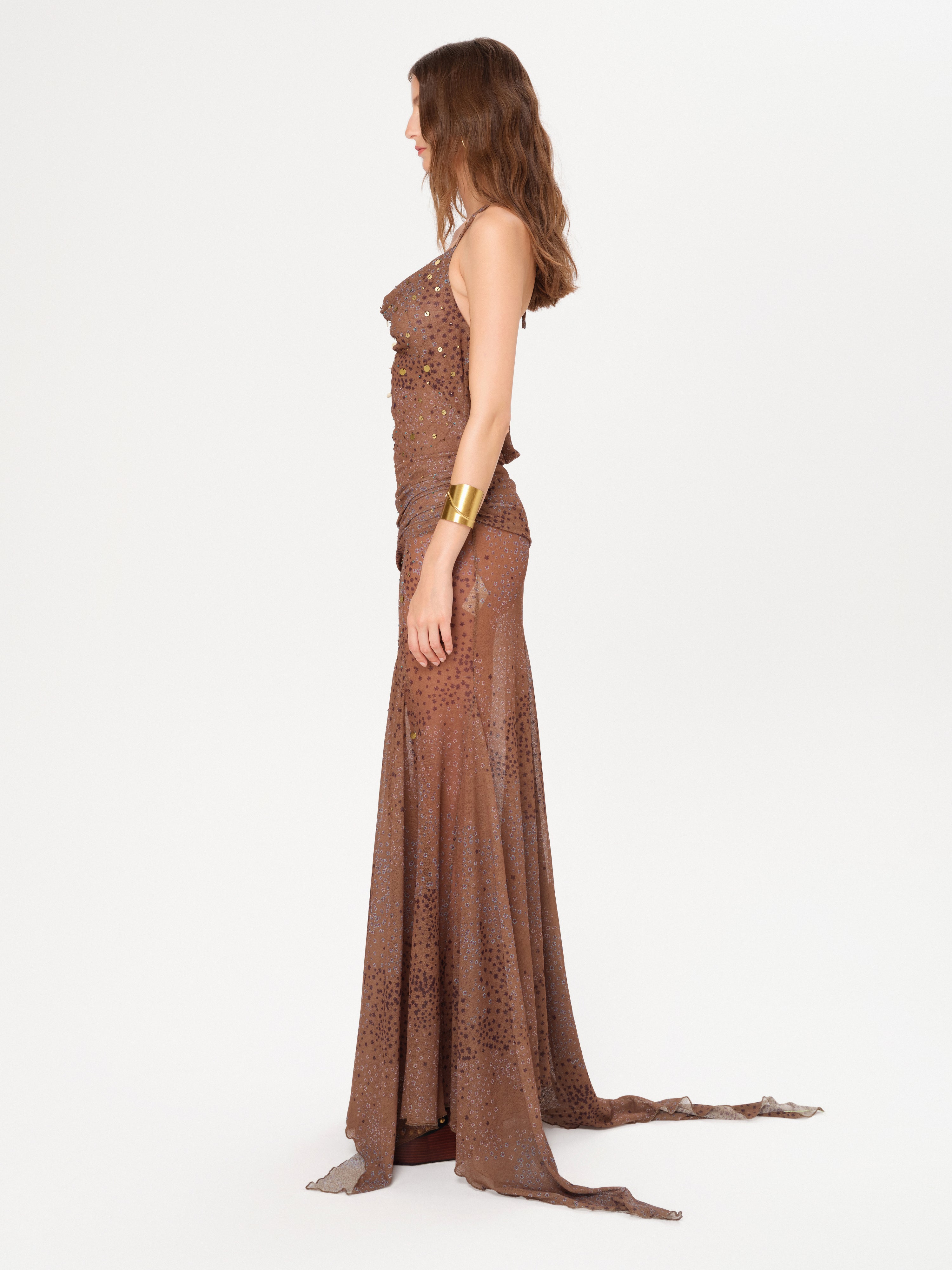 VENUSIA - Cut-out and bead-embellished maxi dress