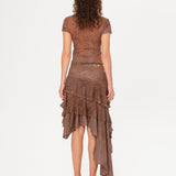 SELI - Low-waist printed ruffled asymmetric skirt