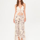 LISETTE - Ruffled lace-trim maxi length top