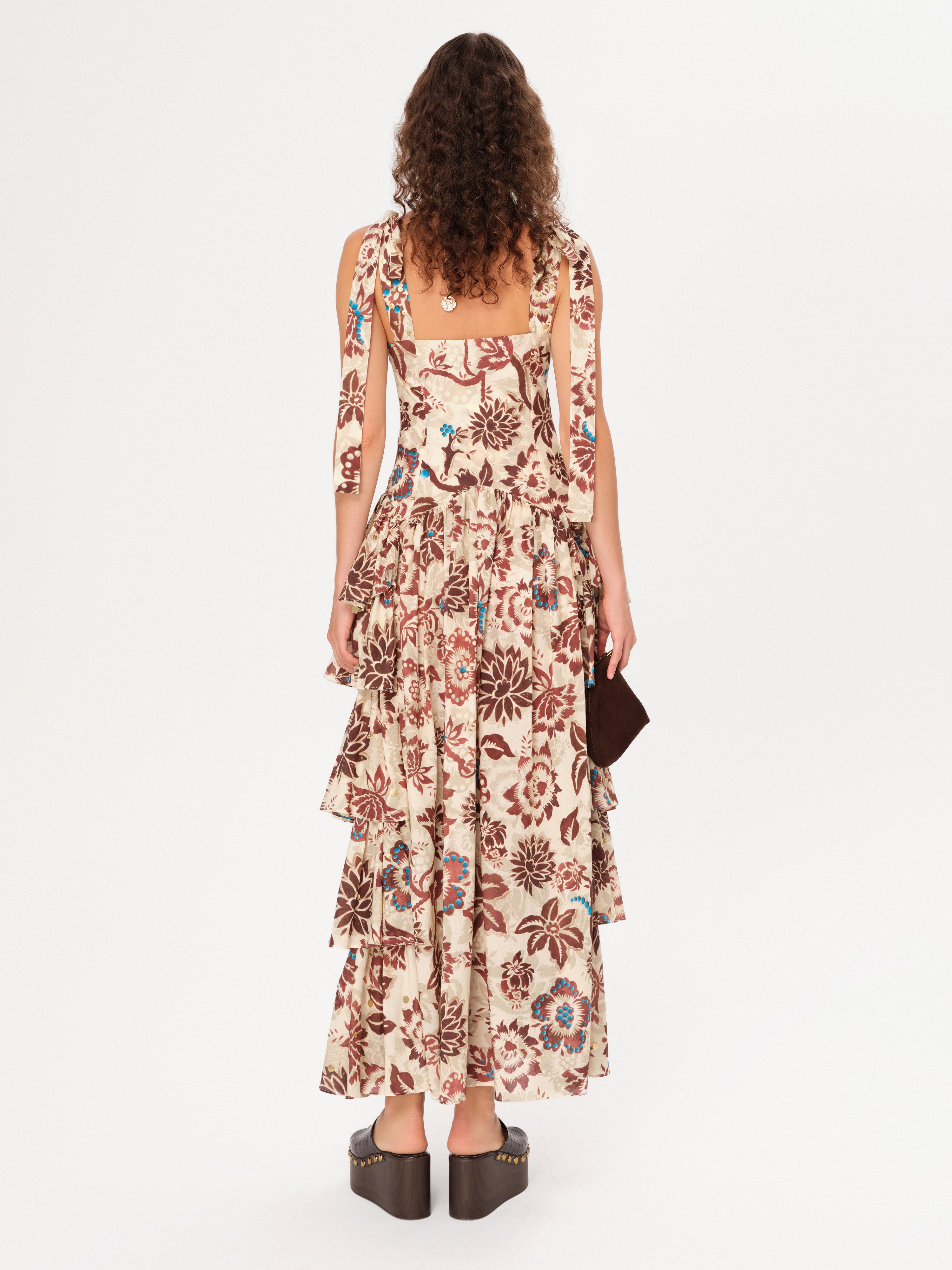 MINDY - Floral-printed ruffled maxi dress