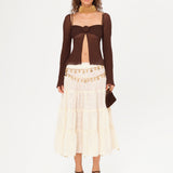 DENS - Long sleeve knit top with rose detail