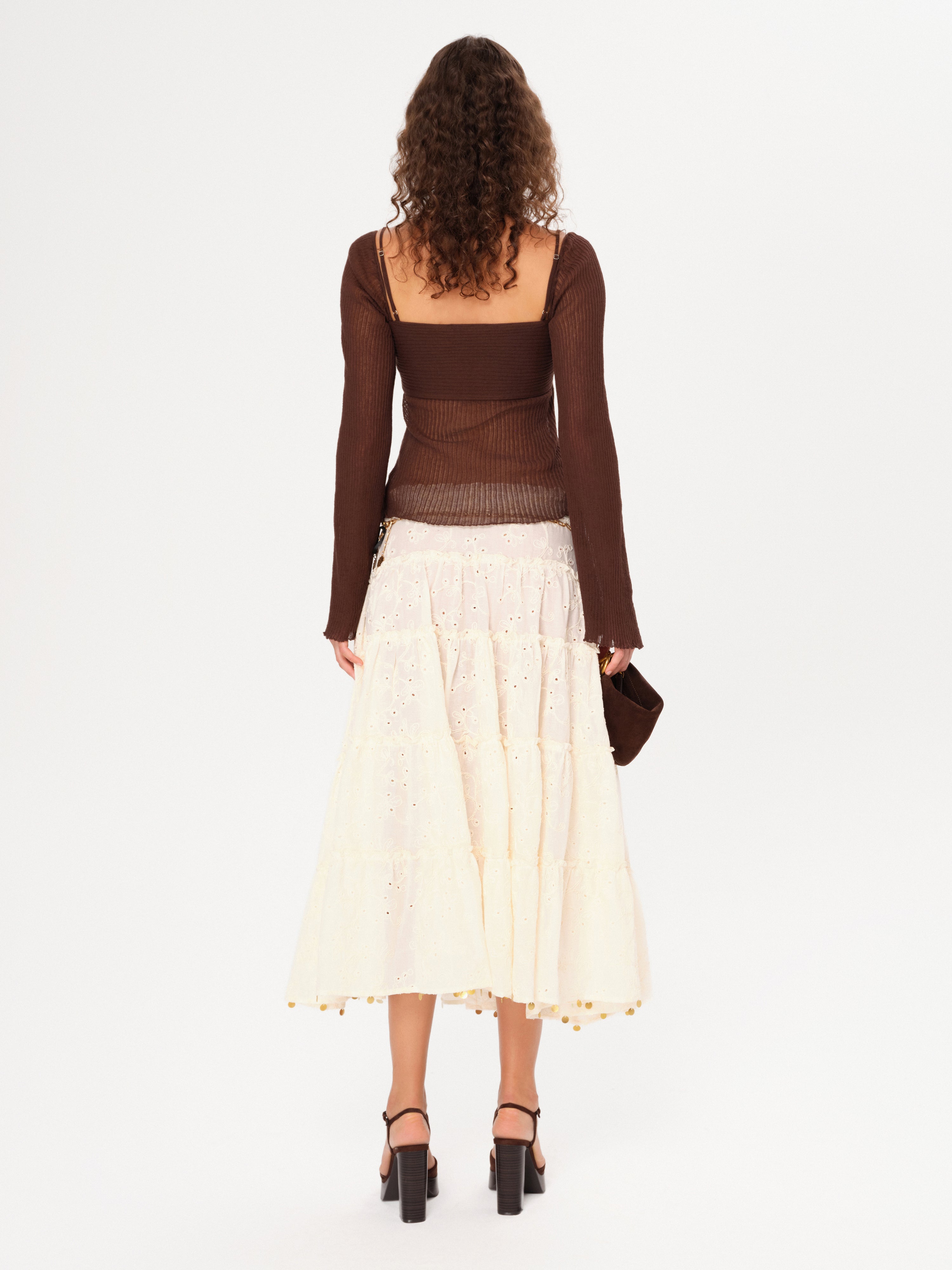 DENS - Long sleeve knit top with rose detail