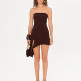 ATEN - Strapless  jersey dress with ruffles
