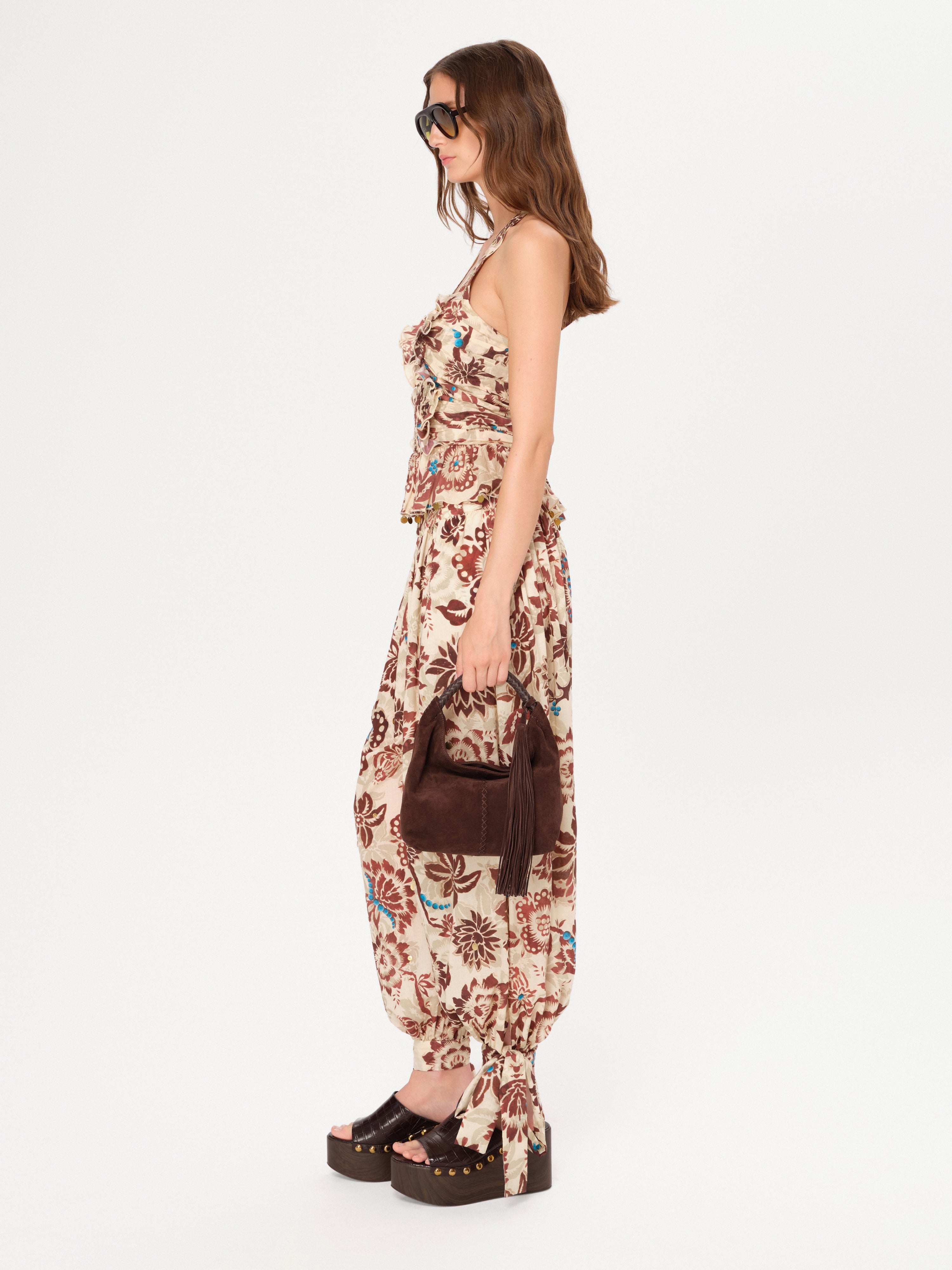 SVETINI - Ruched floral-print ruffled top