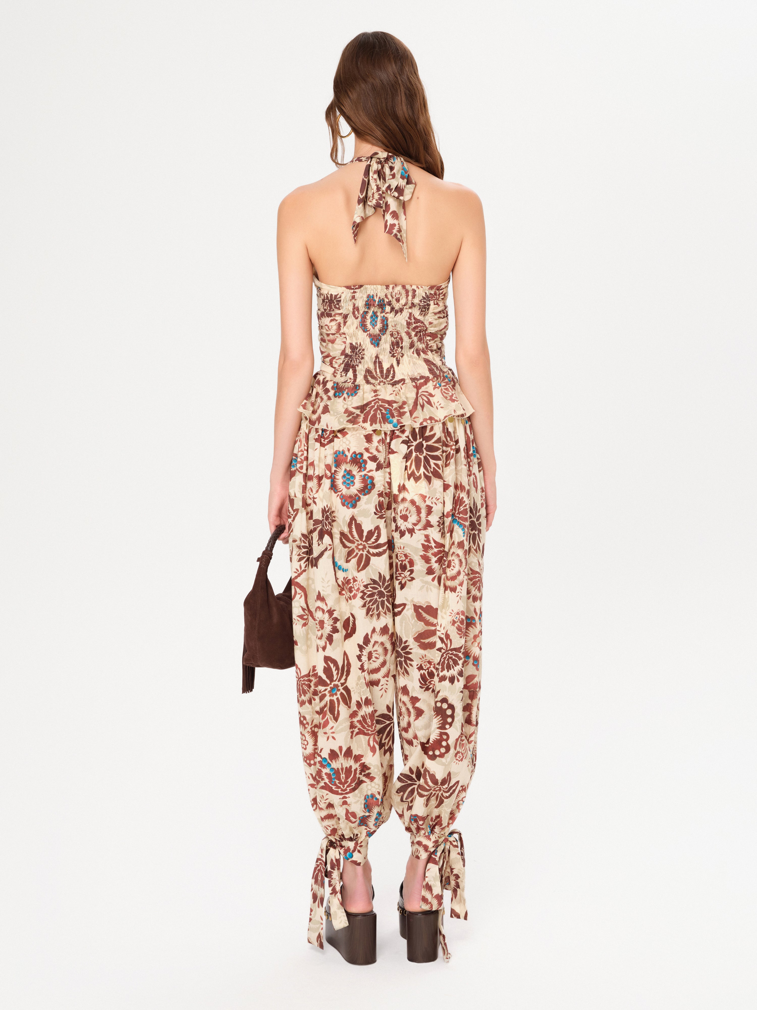 MISHKA - Floral-printed low-waist cuff-detailed harem pants