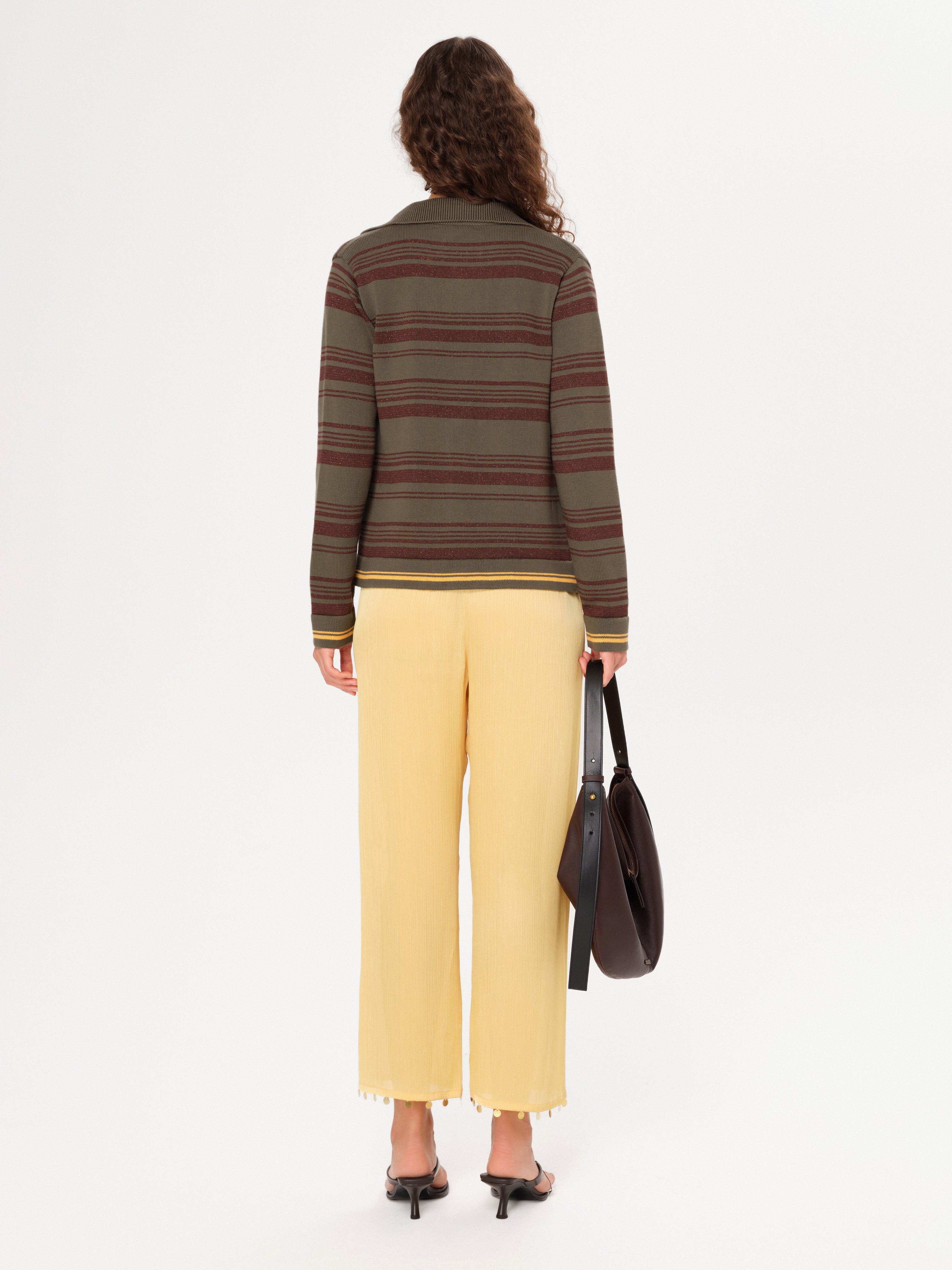 AURILIE - Bead-embellished crop leg pants