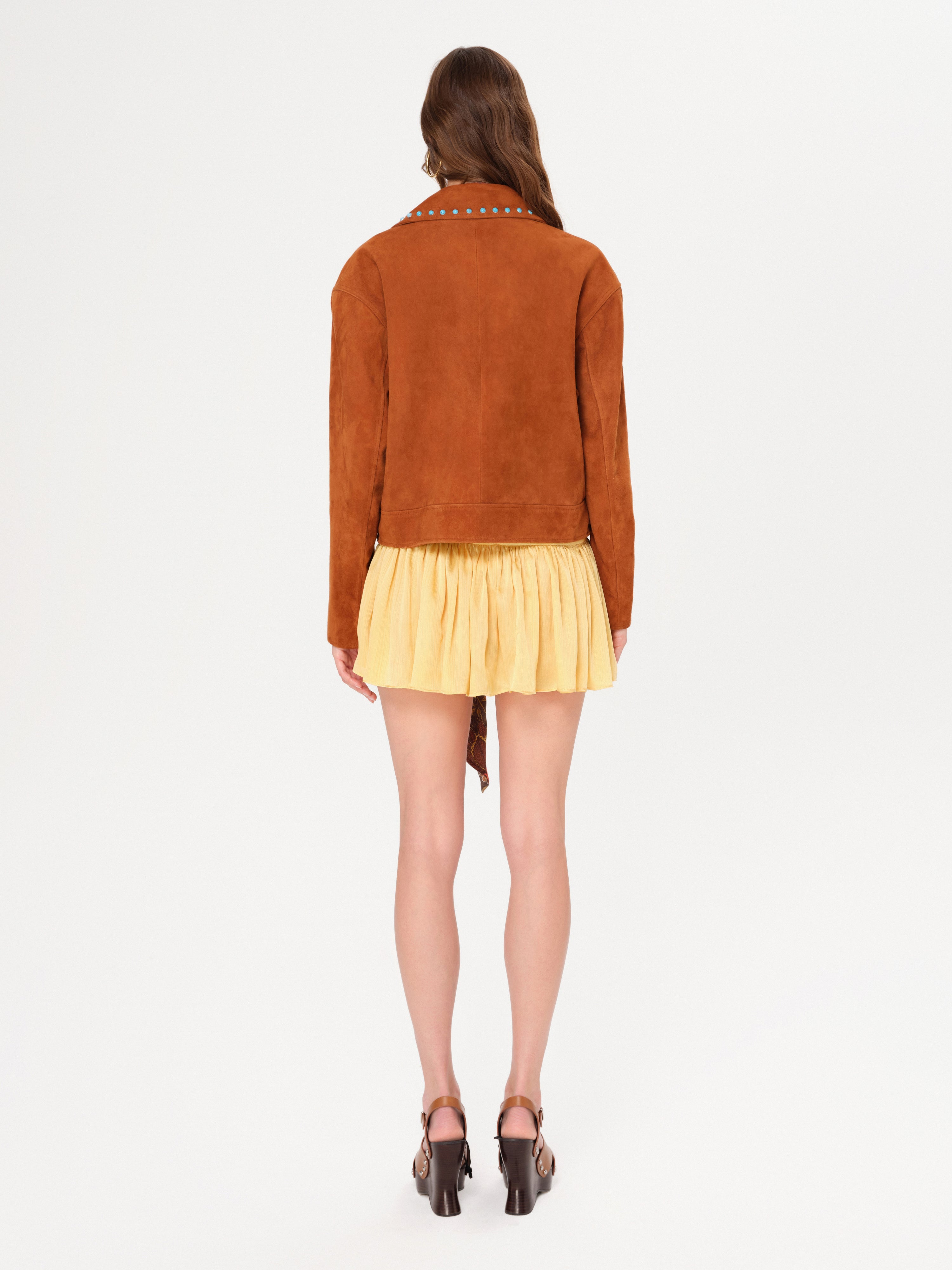 IOARIS - Stud detailed suede jacket