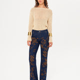 GILBERTE - Embellished wide-leg jeans with a cuffed hemline