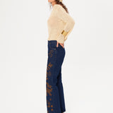GILBERTE - Embellished wide-leg jeans with a cuffed hemline