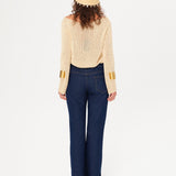 GILBERTE - Embellished wide-leg jeans with a cuffed hemline