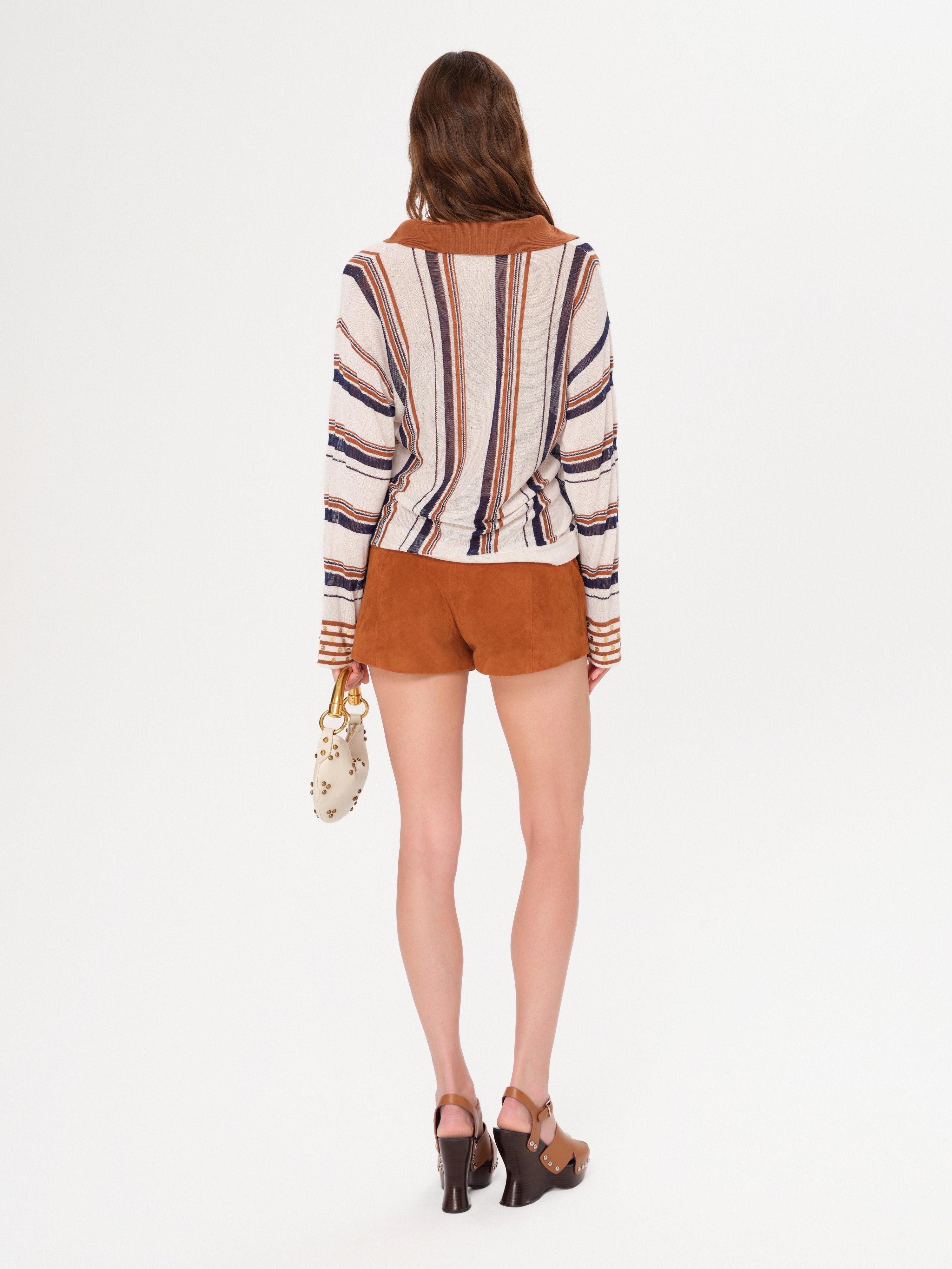 IRA - Striped knit polo top