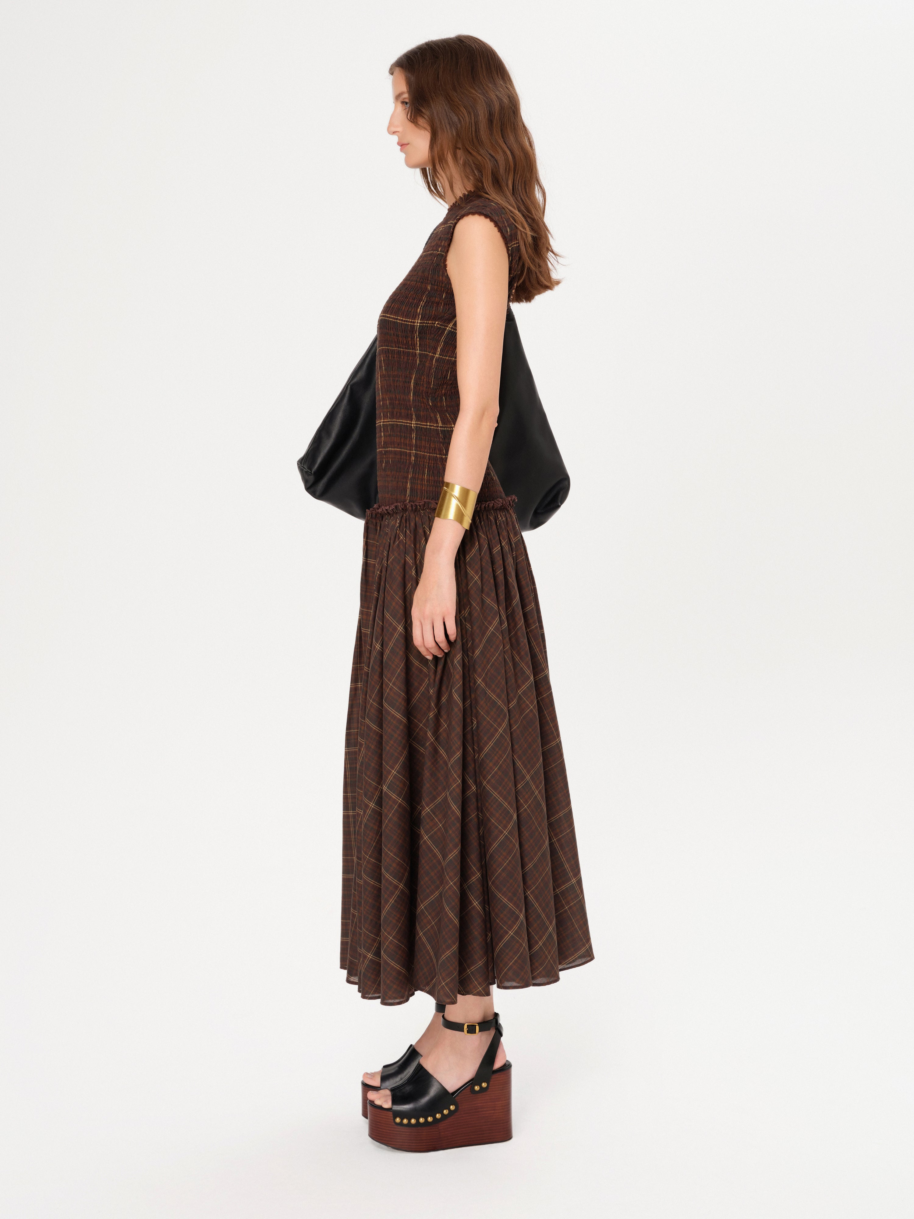 RENES - Open-back smocked cotton-voile maxi dress