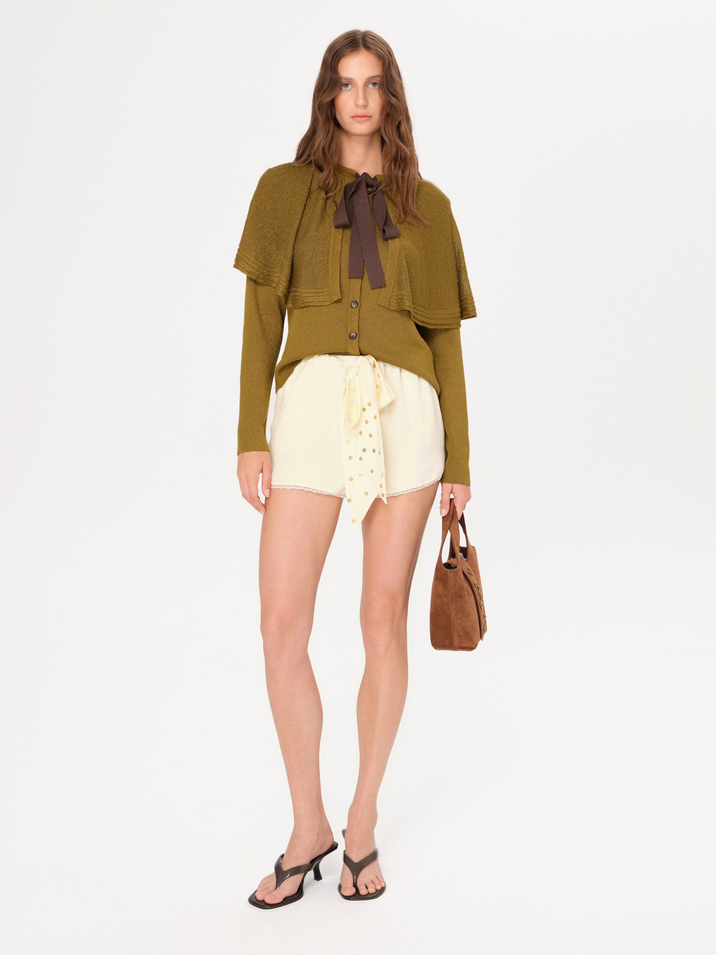 MOJJA - Lace and bow detailed mini shorts