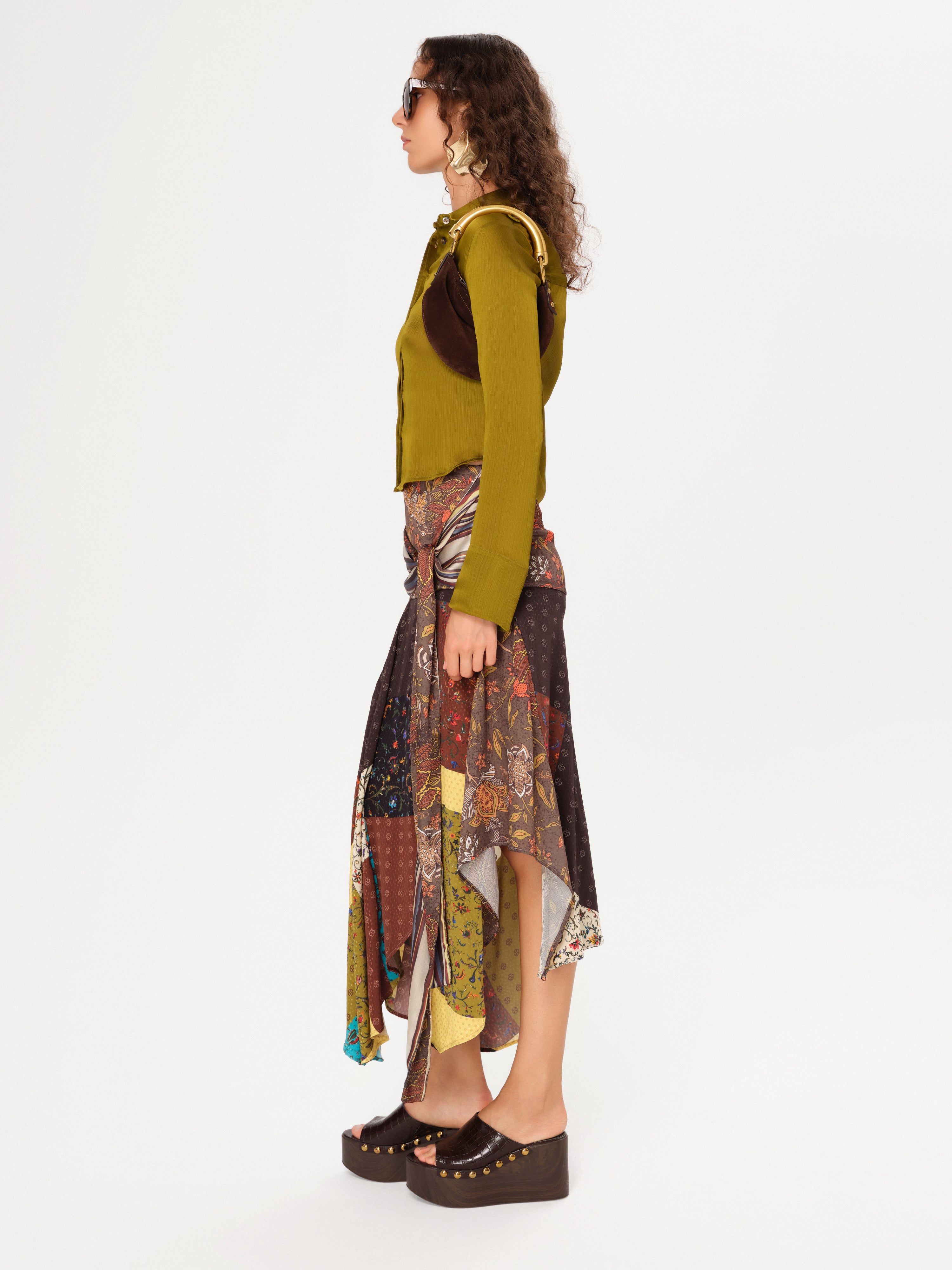 SEZANNE - Button-down cropped shirt with detachable mini-pouch