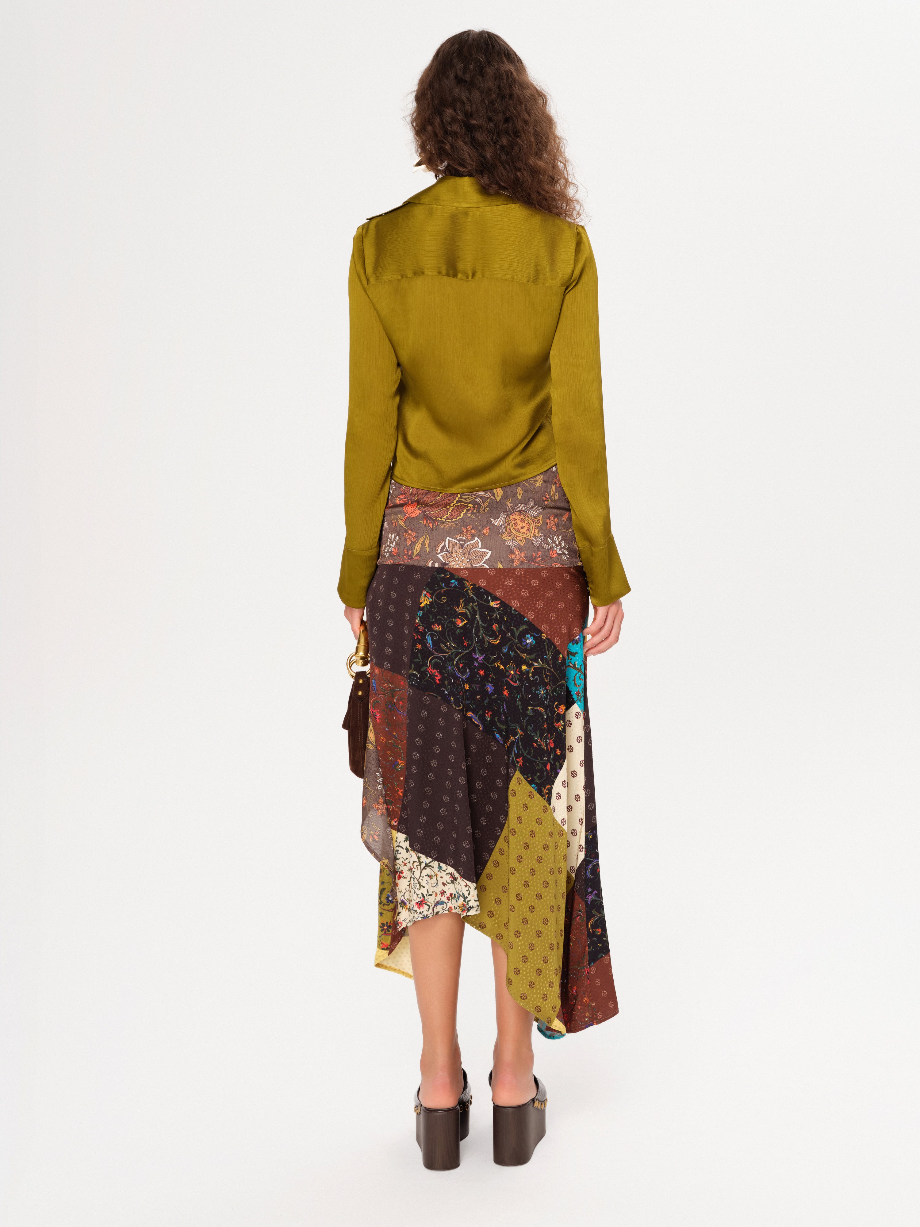LUMIER - Patchwork-printed asymmetric skirt