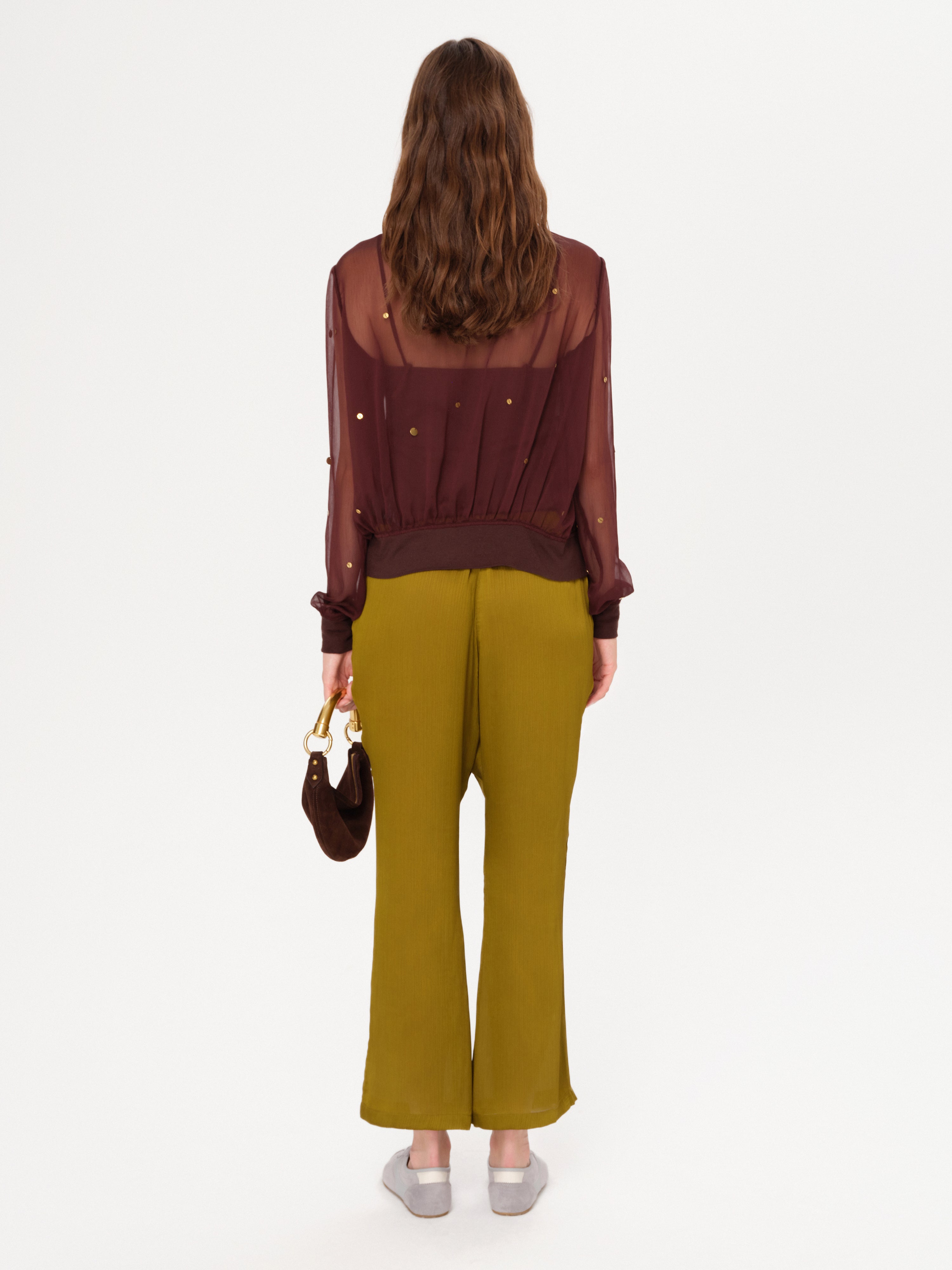 SHELA - Plisse tapered satin pants