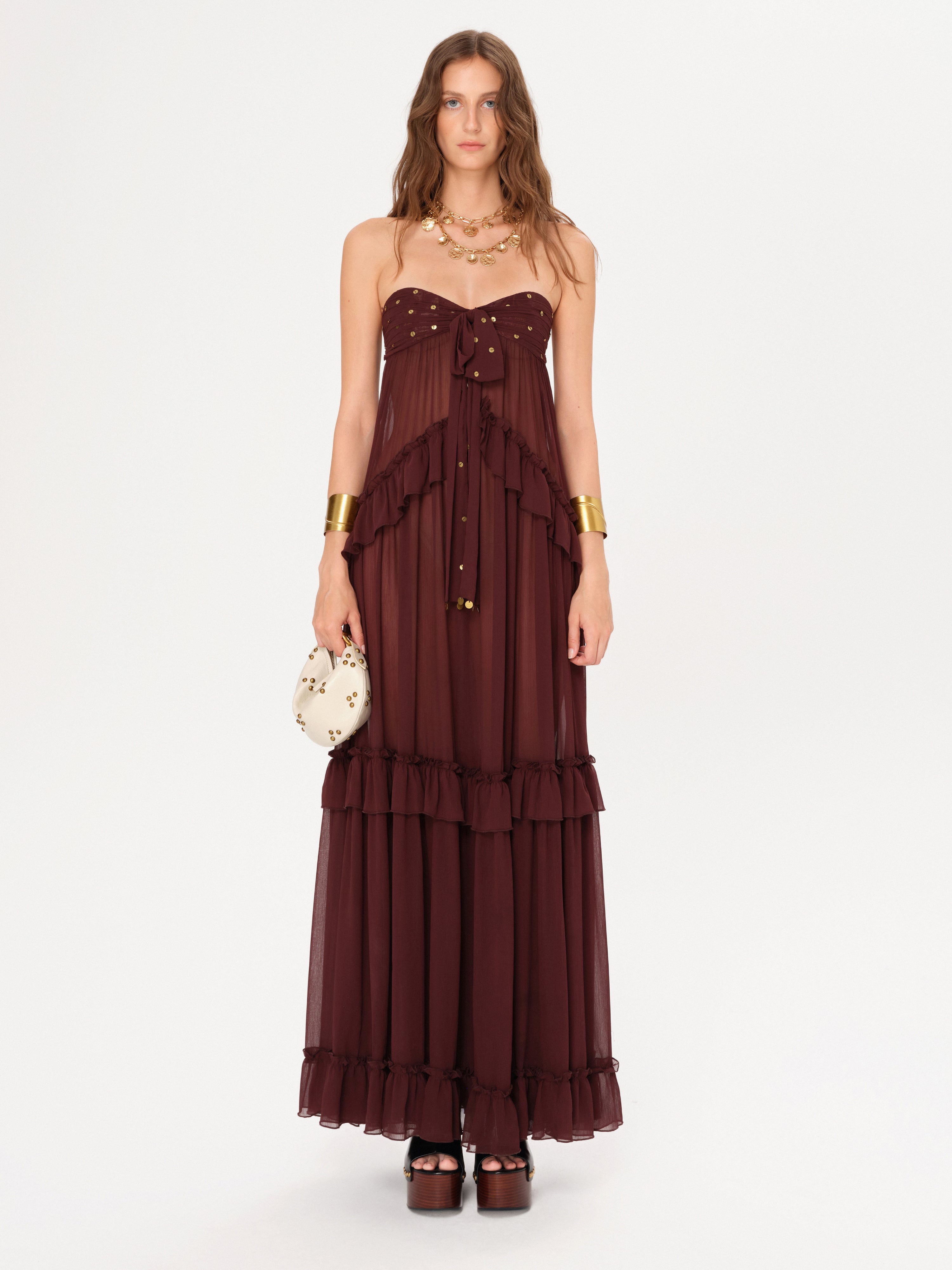 JOSIANE - Bead-embellished ruffled maxi dress
