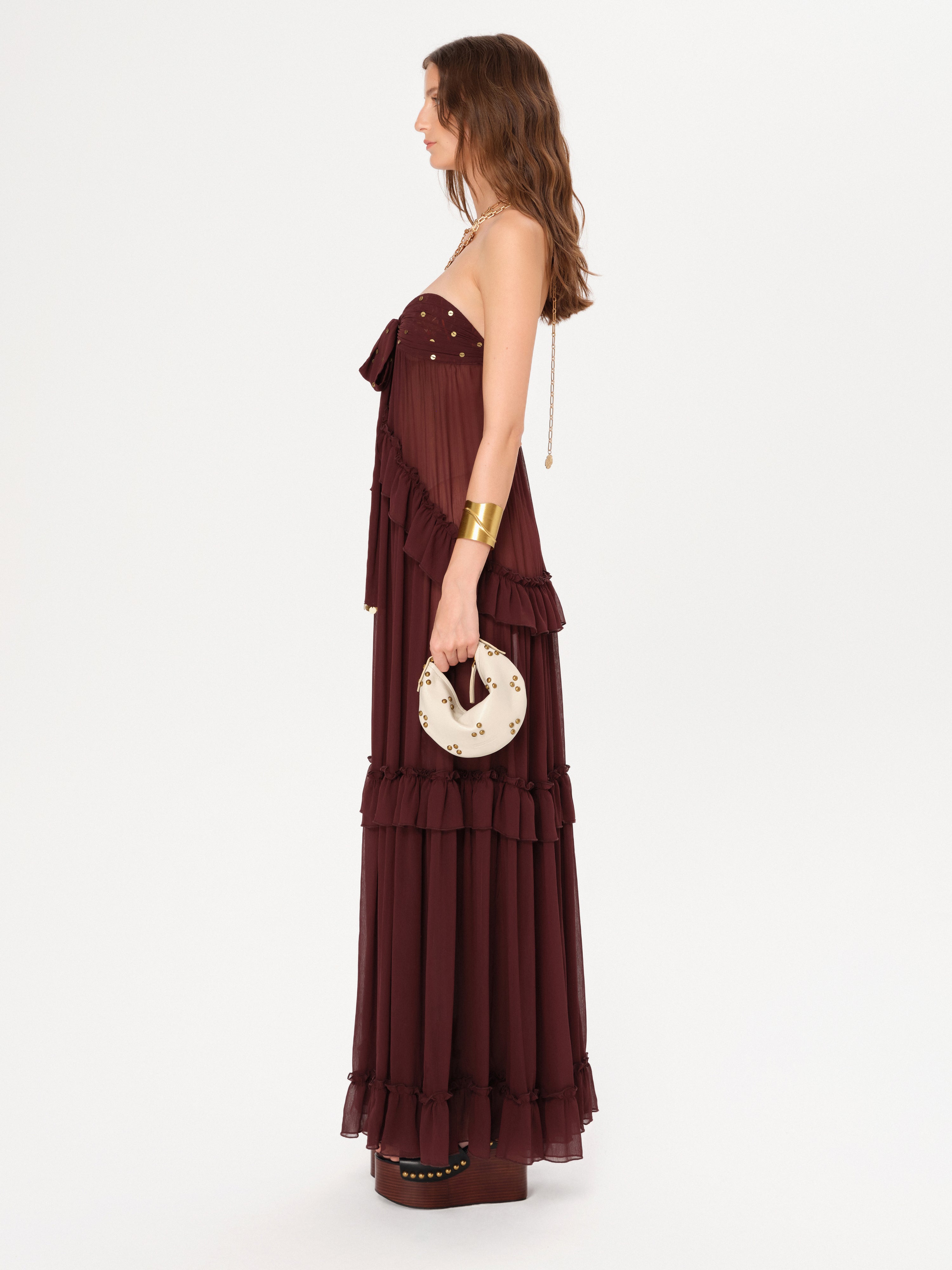 JOSIANE - Bead-embellished ruffled maxi dress