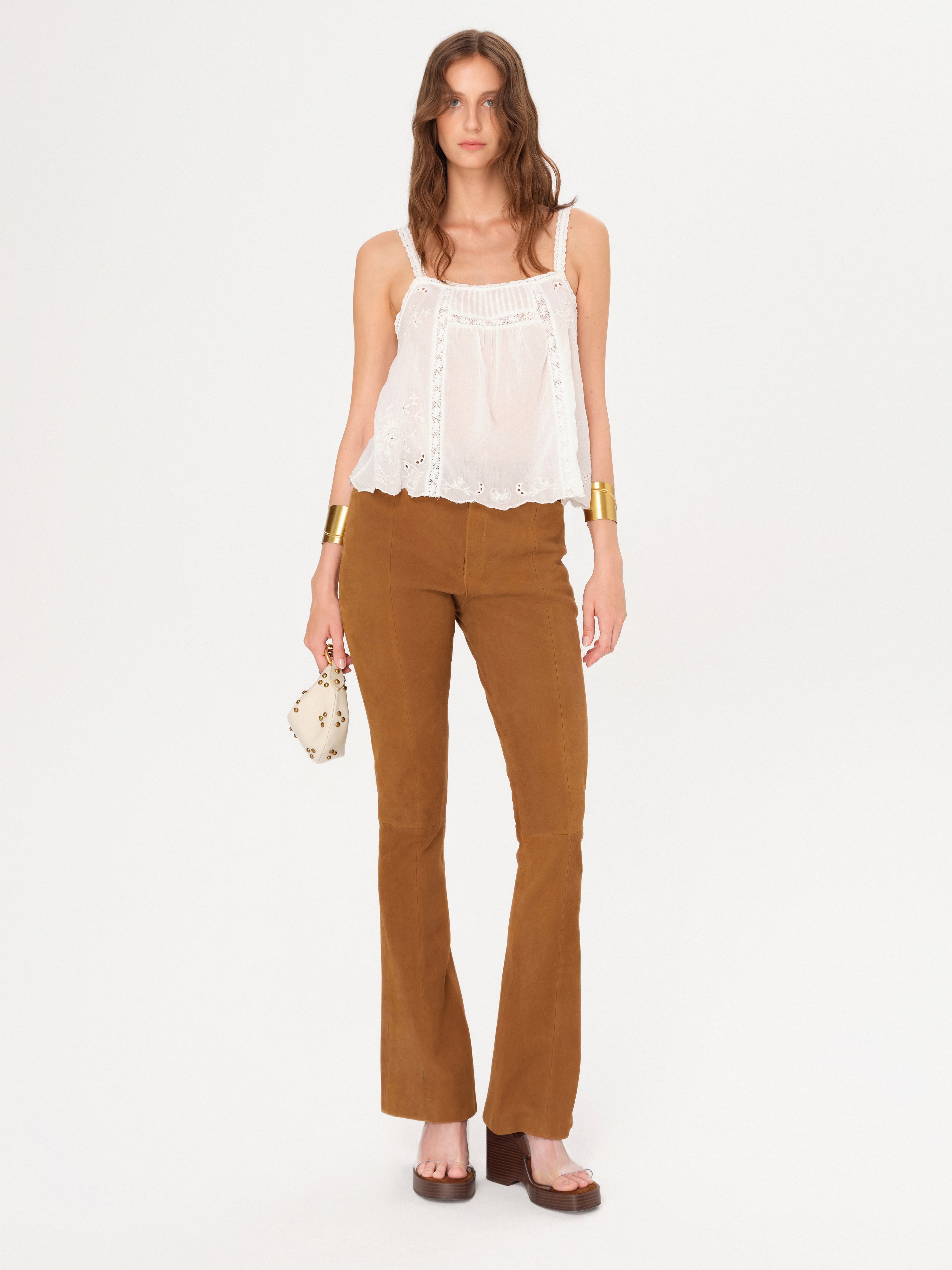 BERU - Flare-leg suede leather pants
