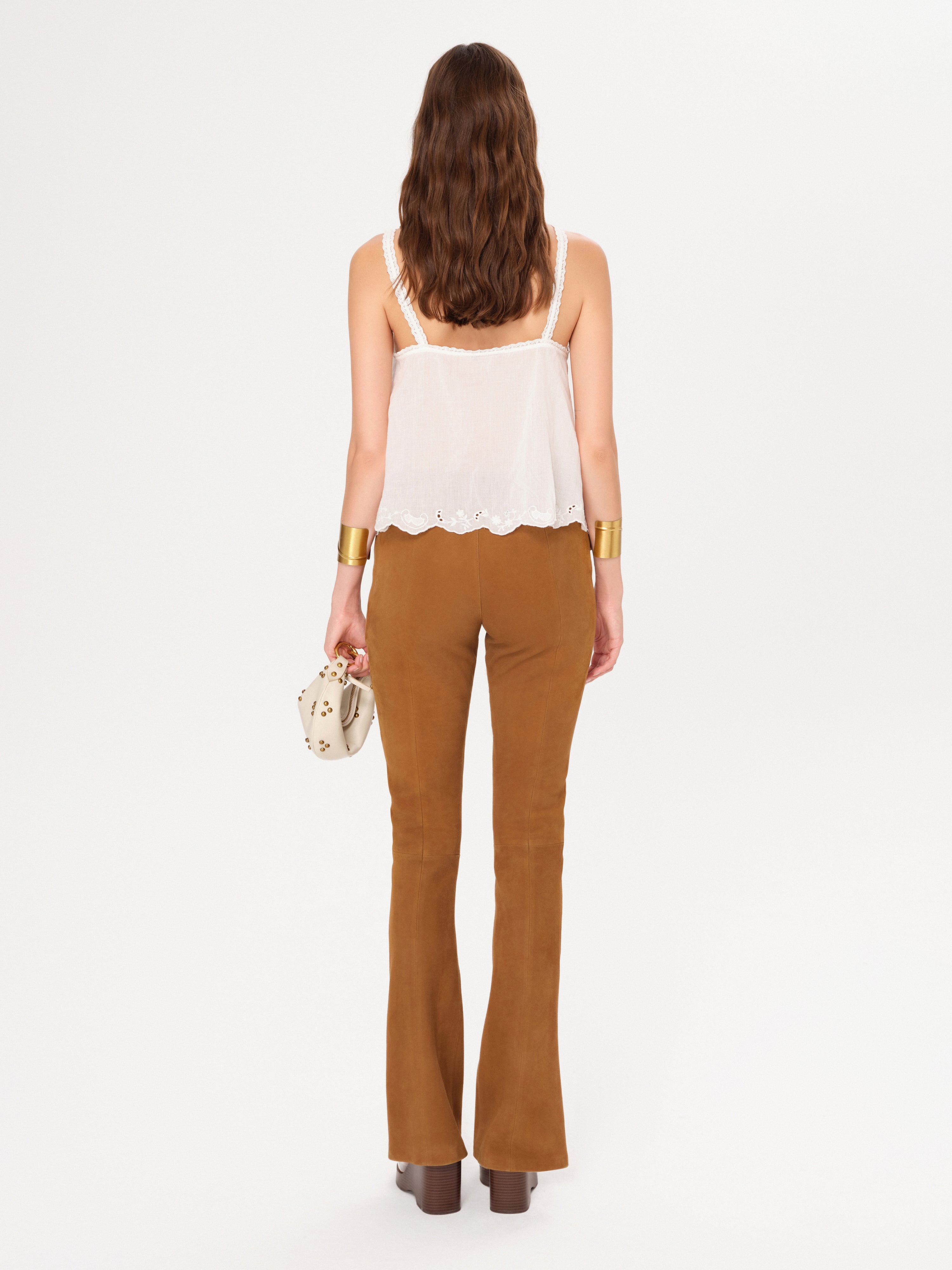 BERU - Flare-leg suede leather pants