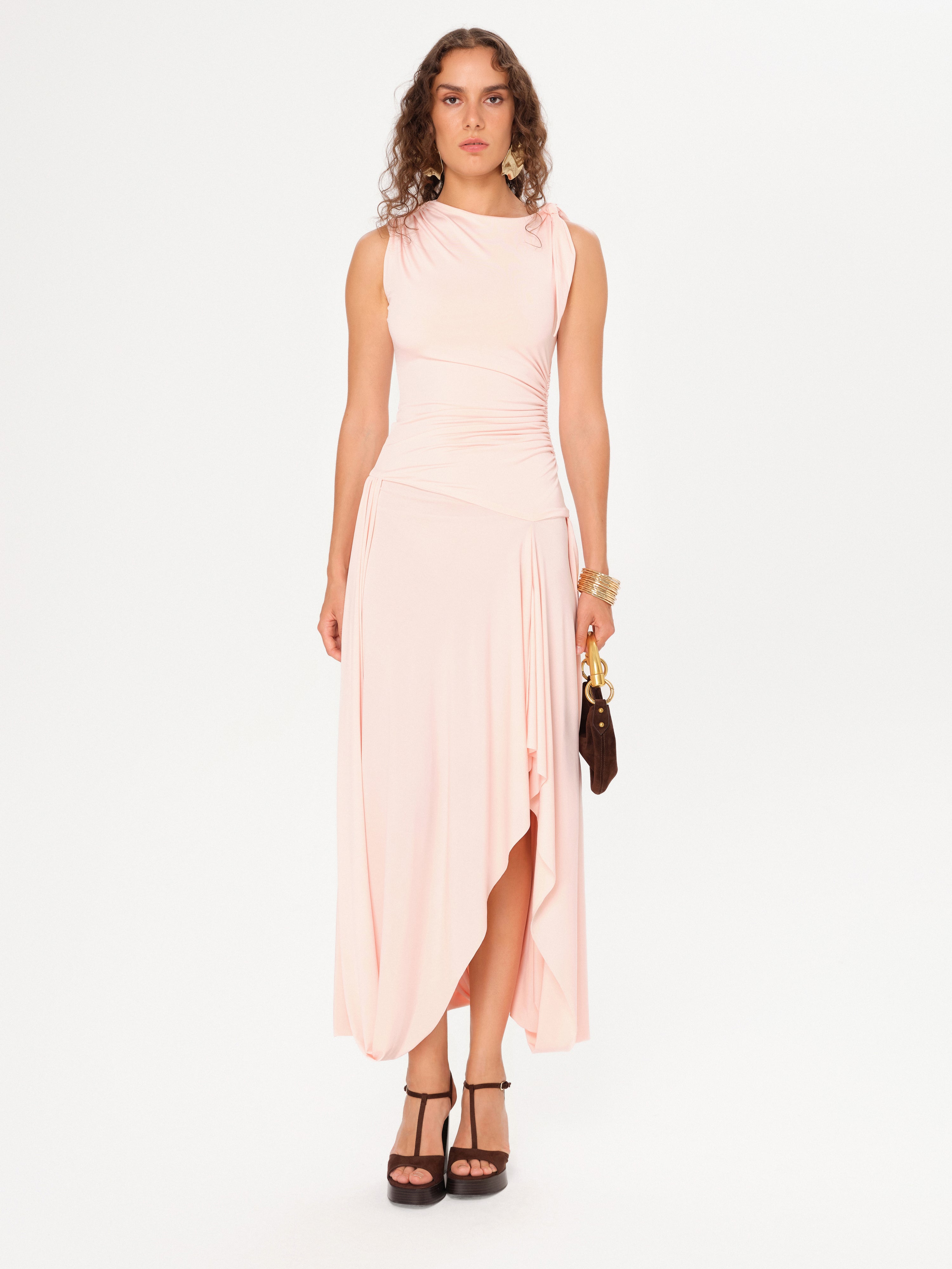 ECO - Ruching detailed asymmetric jersey dress