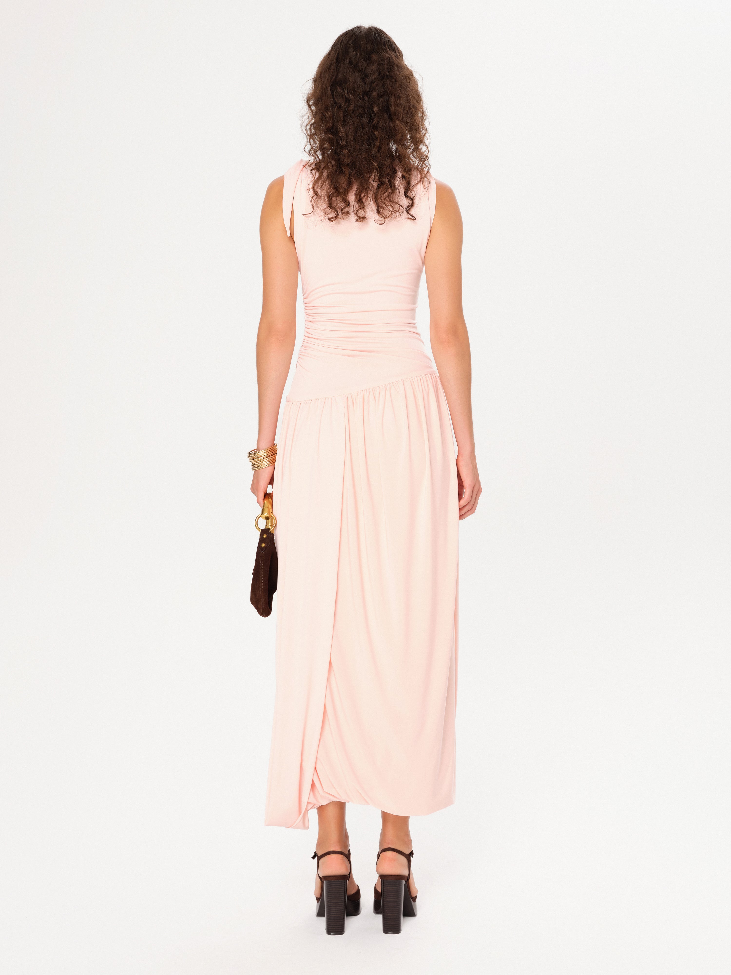 ECO - Ruching detailed asymmetric jersey dress