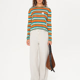 TEX - Sunset striped long sleeve knit top