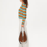 TEX - Sunset striped long sleeve knit top