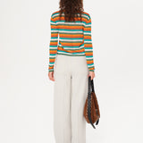 TEX - Sunset striped long sleeve knit top