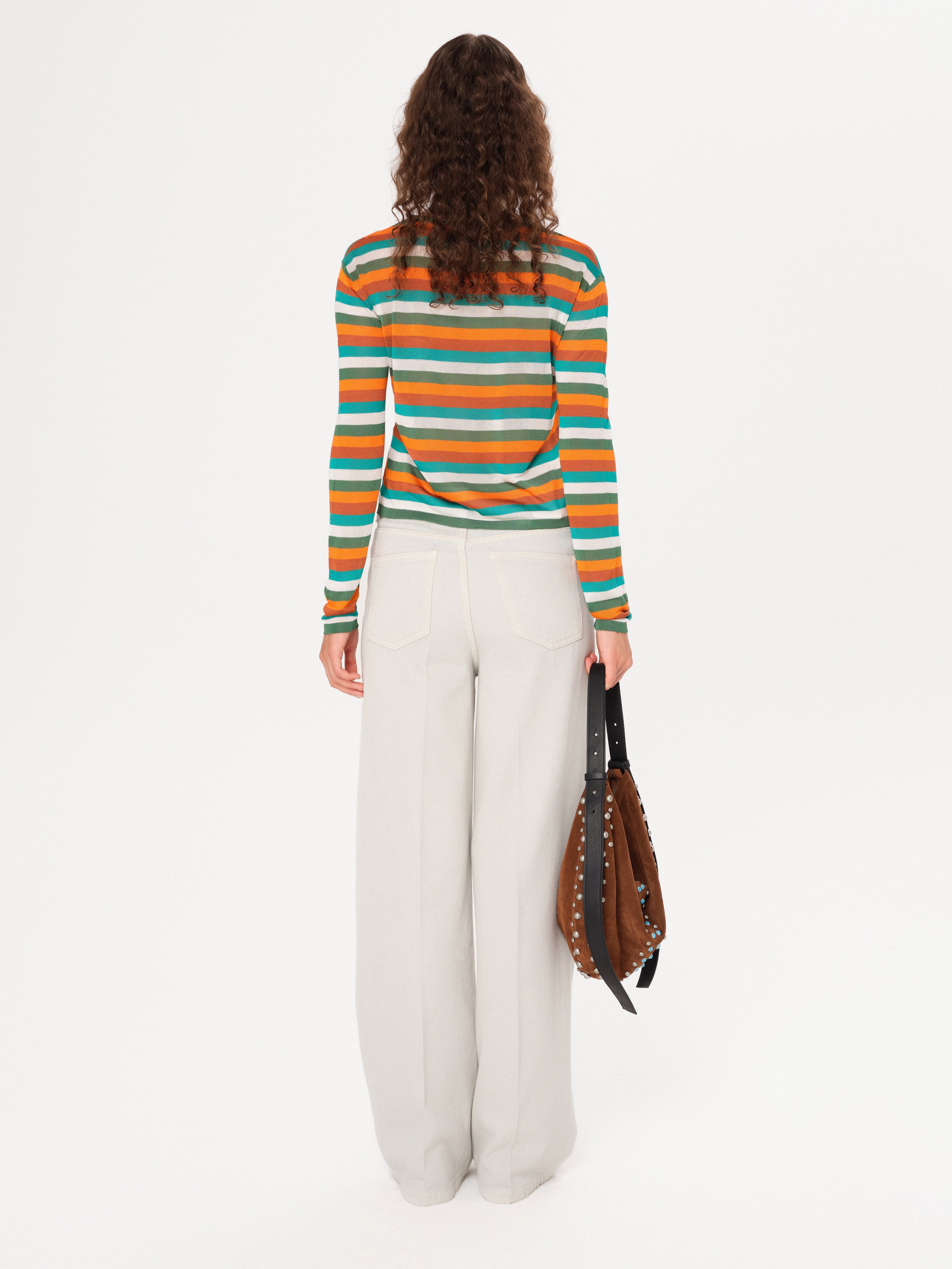 TEX - Sunset striped long sleeve knit top