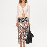 WELLS - Sequin-embellished sheer midi skirt with mini shorts