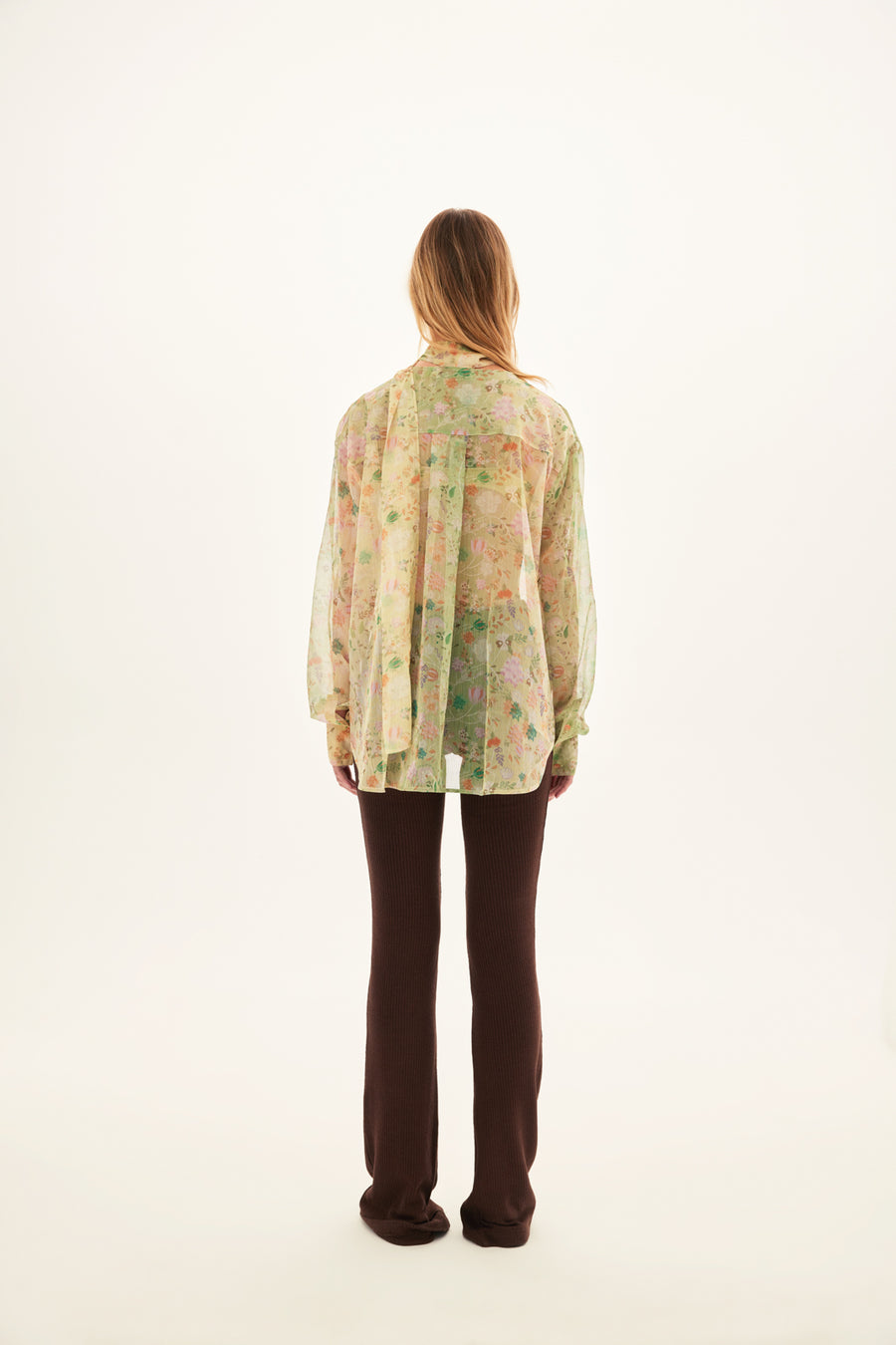ALAIA - Floral printed shirt with necktie