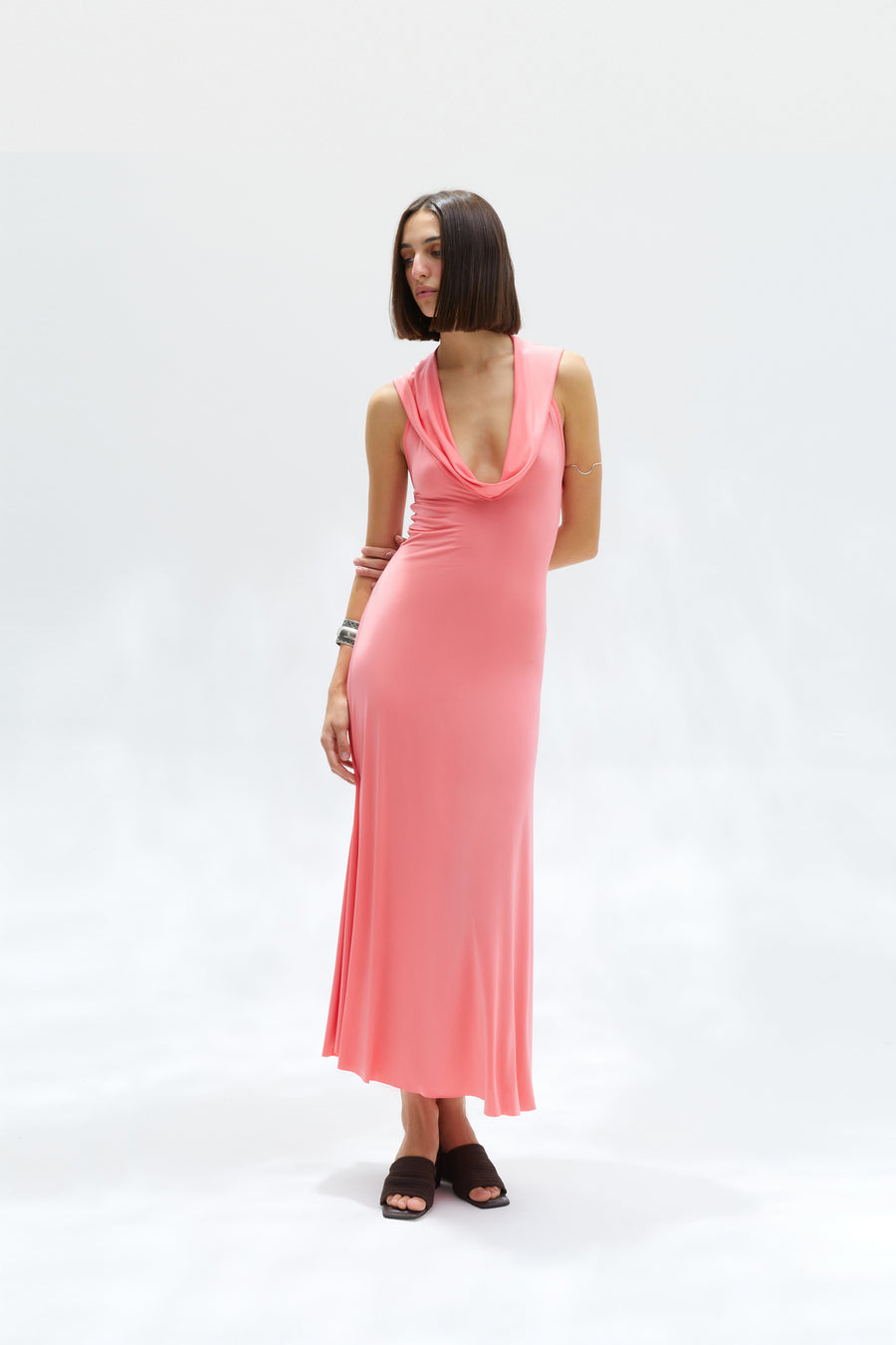 SIZY - Cape detailed jersey maxi dress