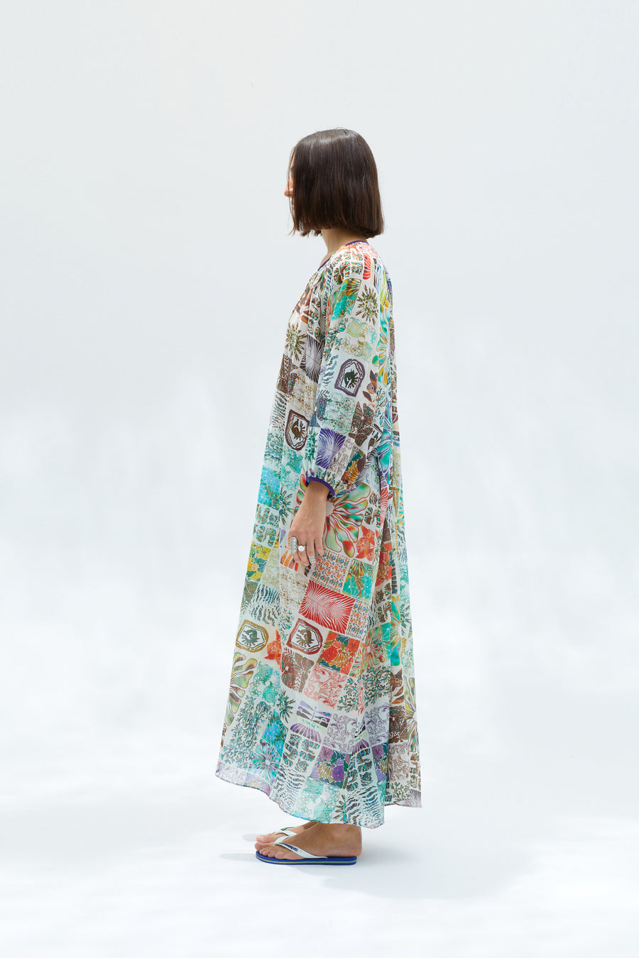 TALIA - Printed v-neck cotton voile maxi dress