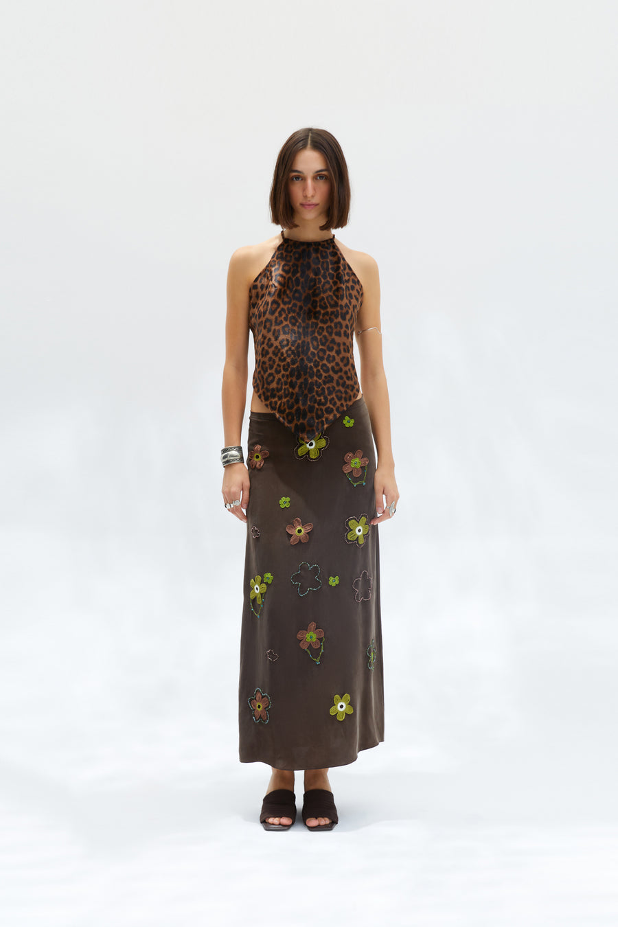 NOYA - Crochet flower embellished maxi skirt