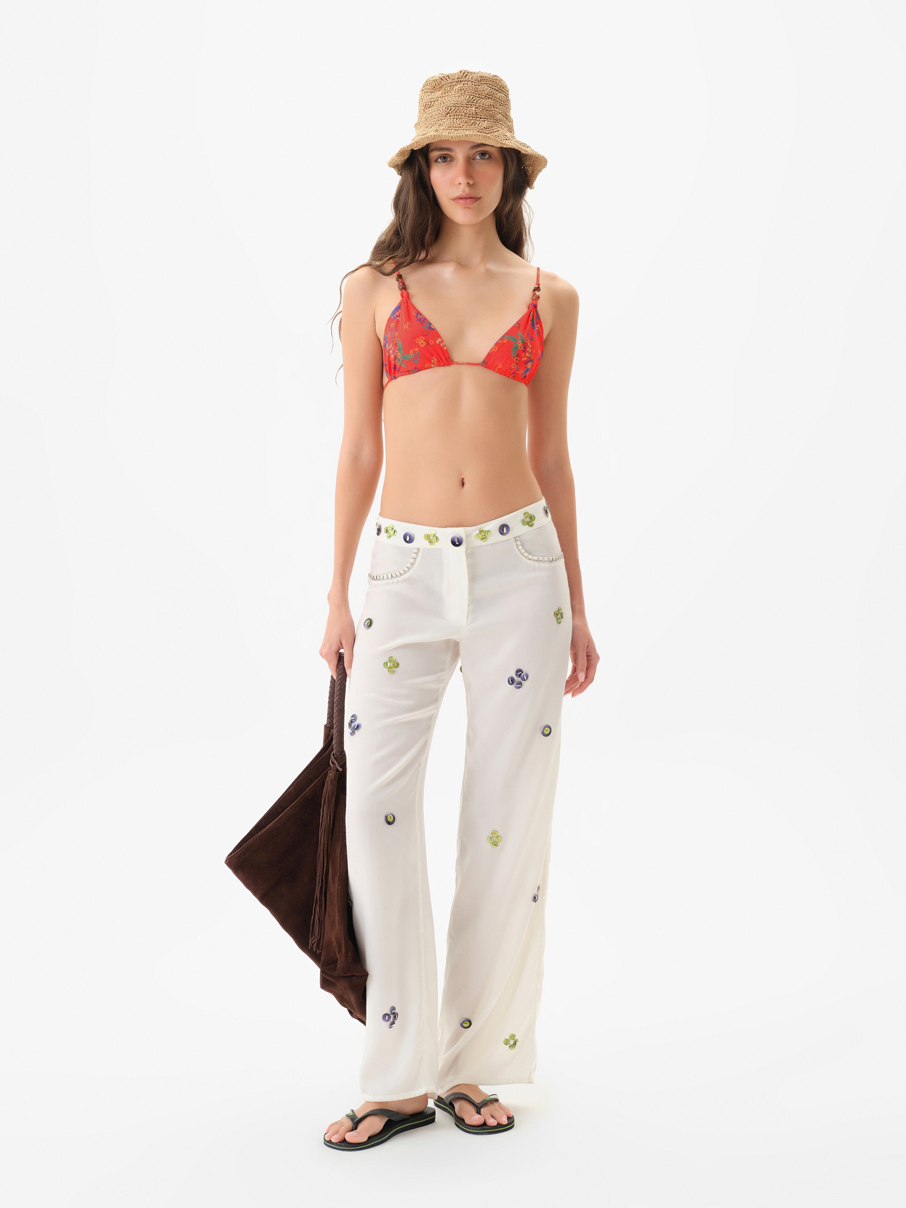 BRITY - Low-rise straight-leg embellished pants