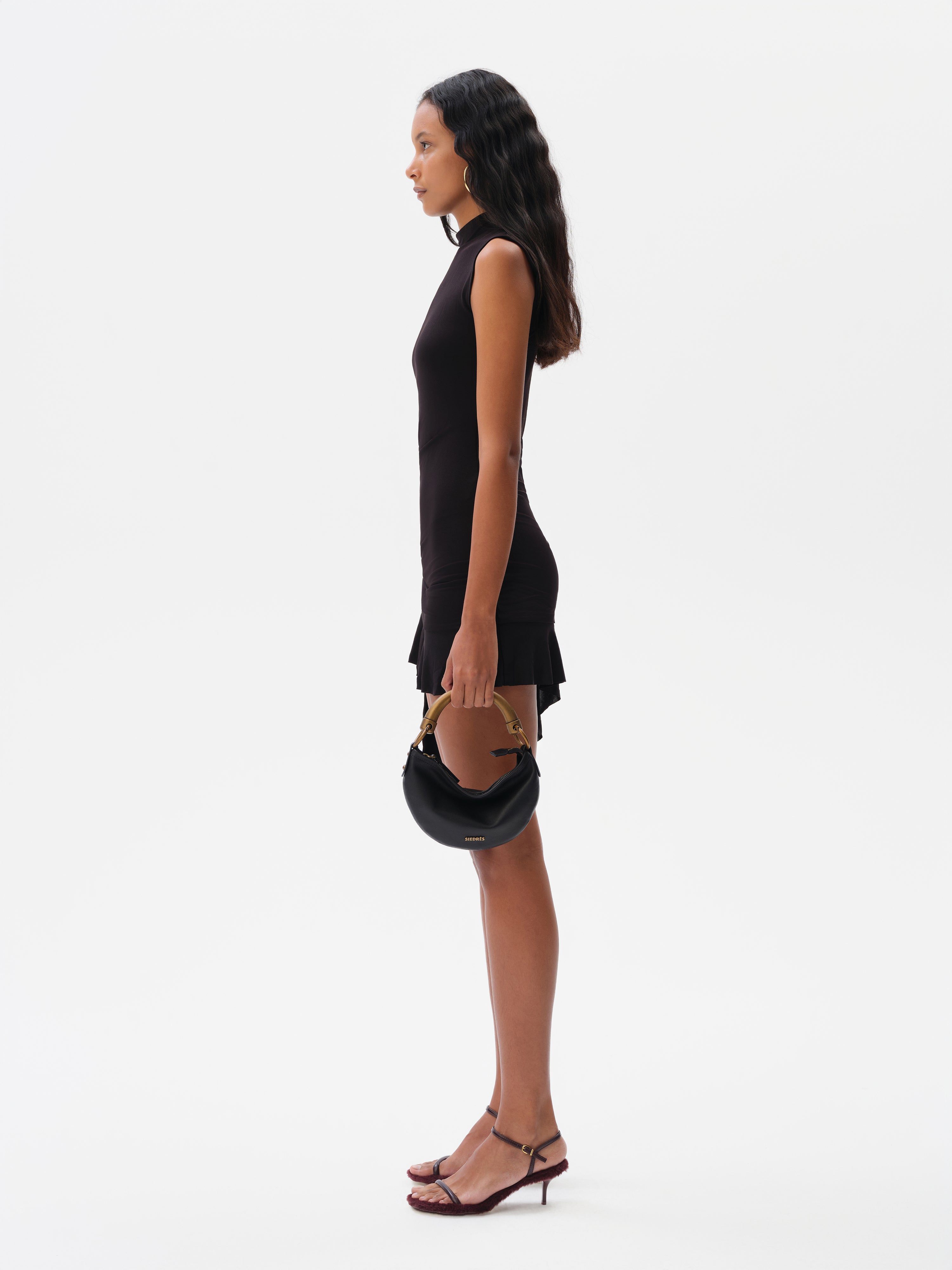 TENA - Sleeveless jersey dress with side tie and ruffle details