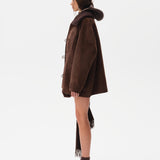 THEO - Oversized shearling-collar suede leather jacket